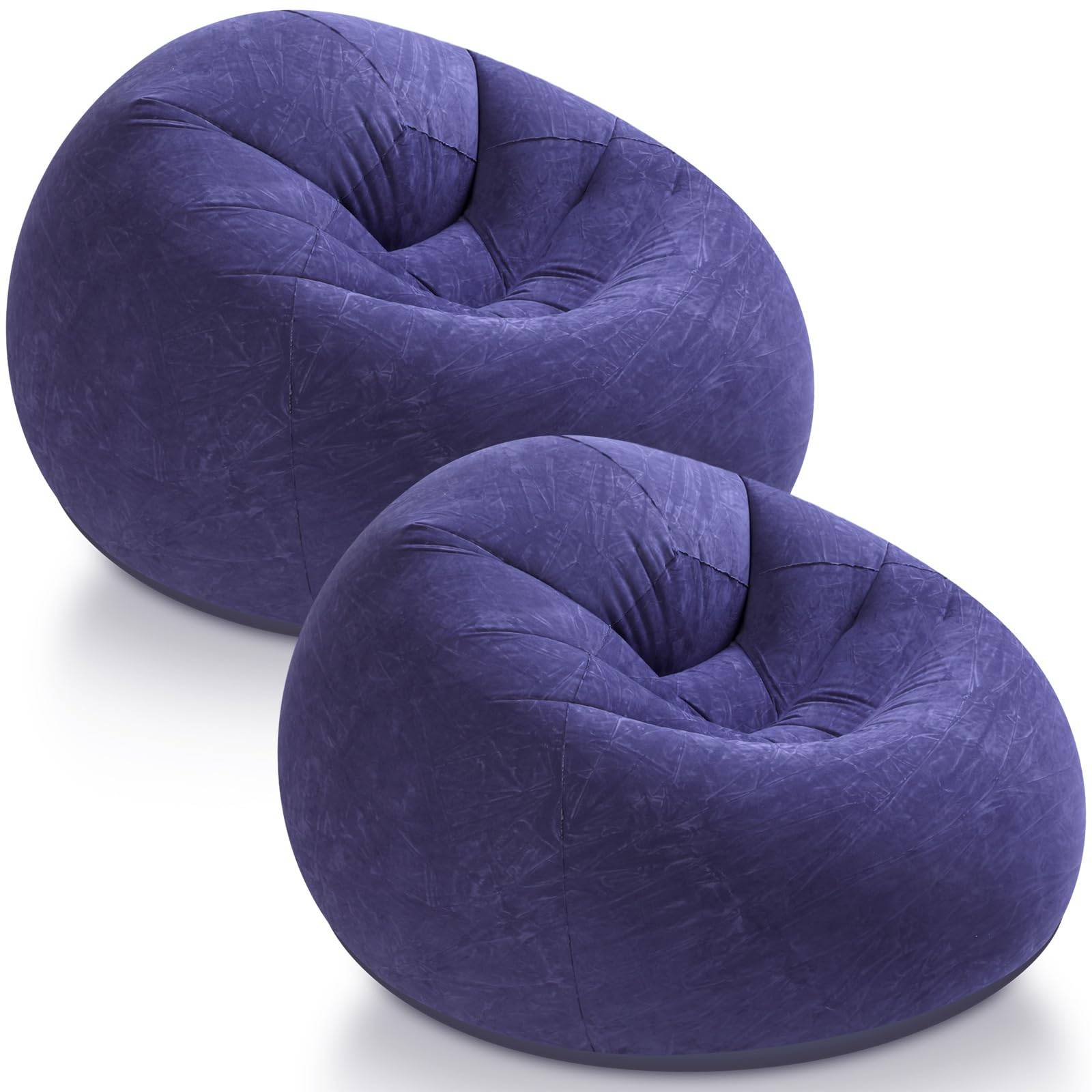 Inflatable Bean Bag Chair for Adults Blow up Lazy Sofa Lounge Folding Portable Movie Night Chair for Reading Room Bedroom Living Room Camping(Blue,2 Pcs)