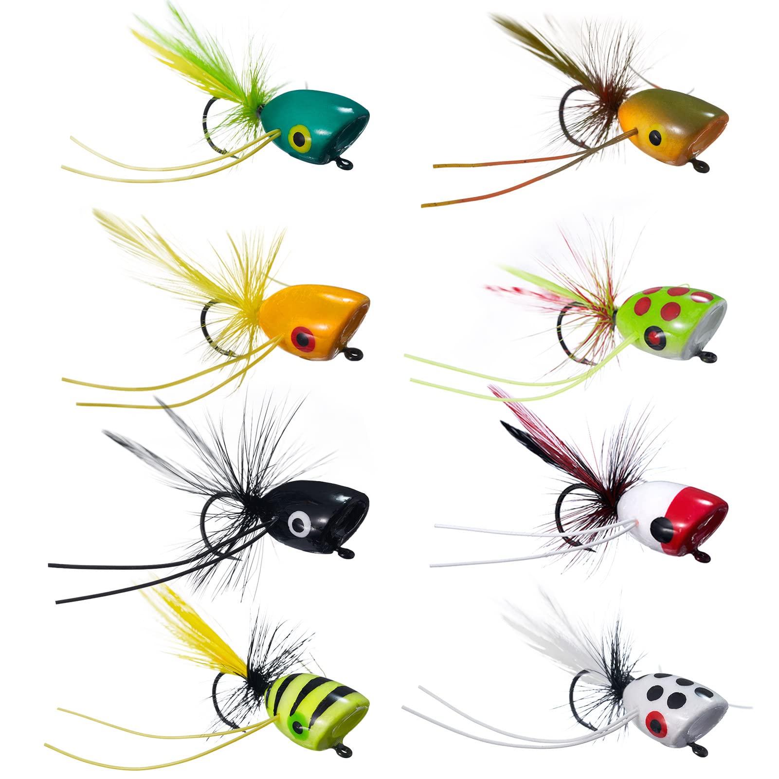 BASSDASH Popper Flies for Fly Fishing Bass Panfish Perch Topwater Fishing Lures