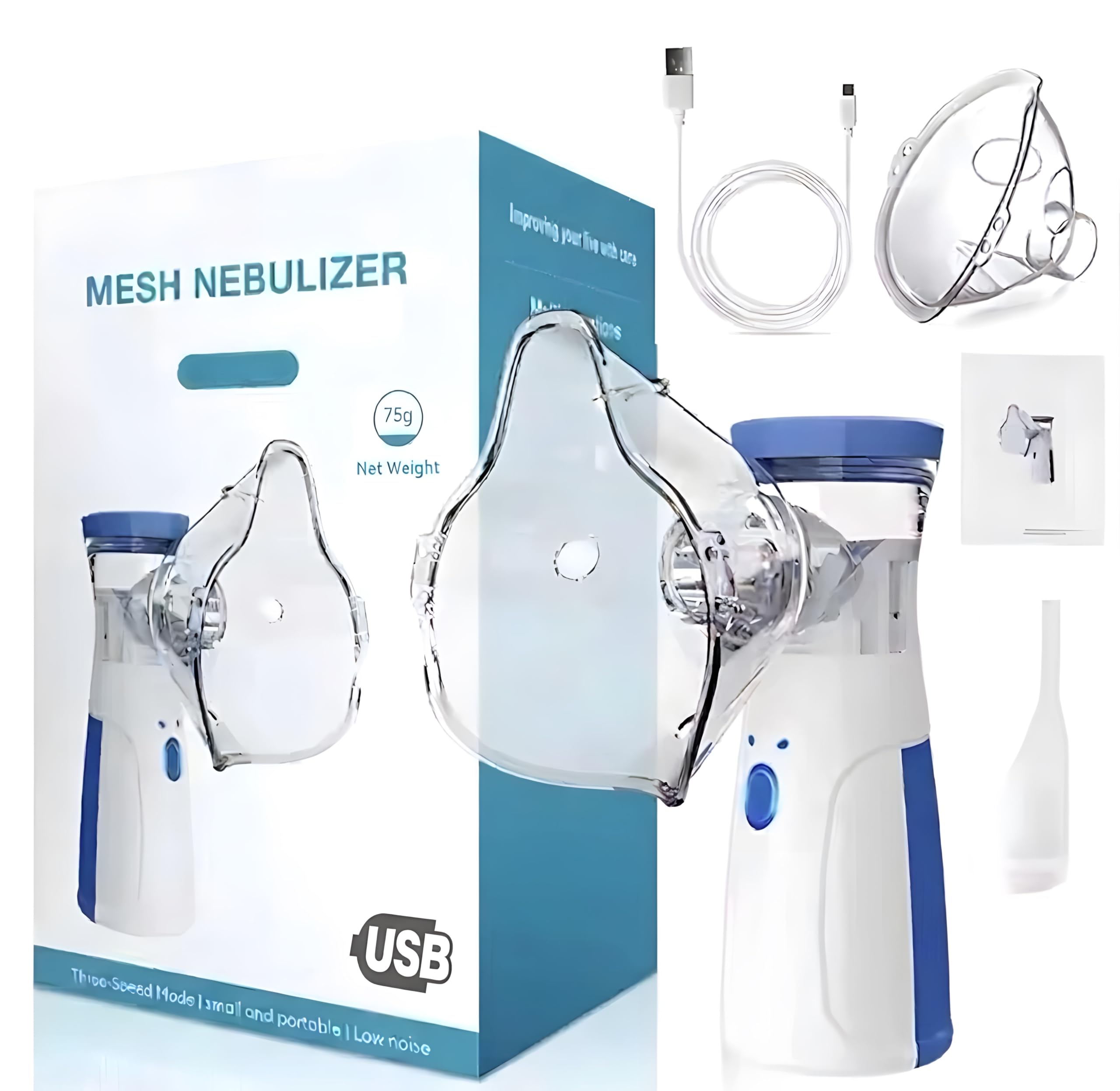 Aerosol Ultrasuoni Portatile USB Macchina Con 2 Maschere E Boccaglio Adulti Bambini Silanzioso Inalatore Mesh Nebulizzatore Atomizzatore