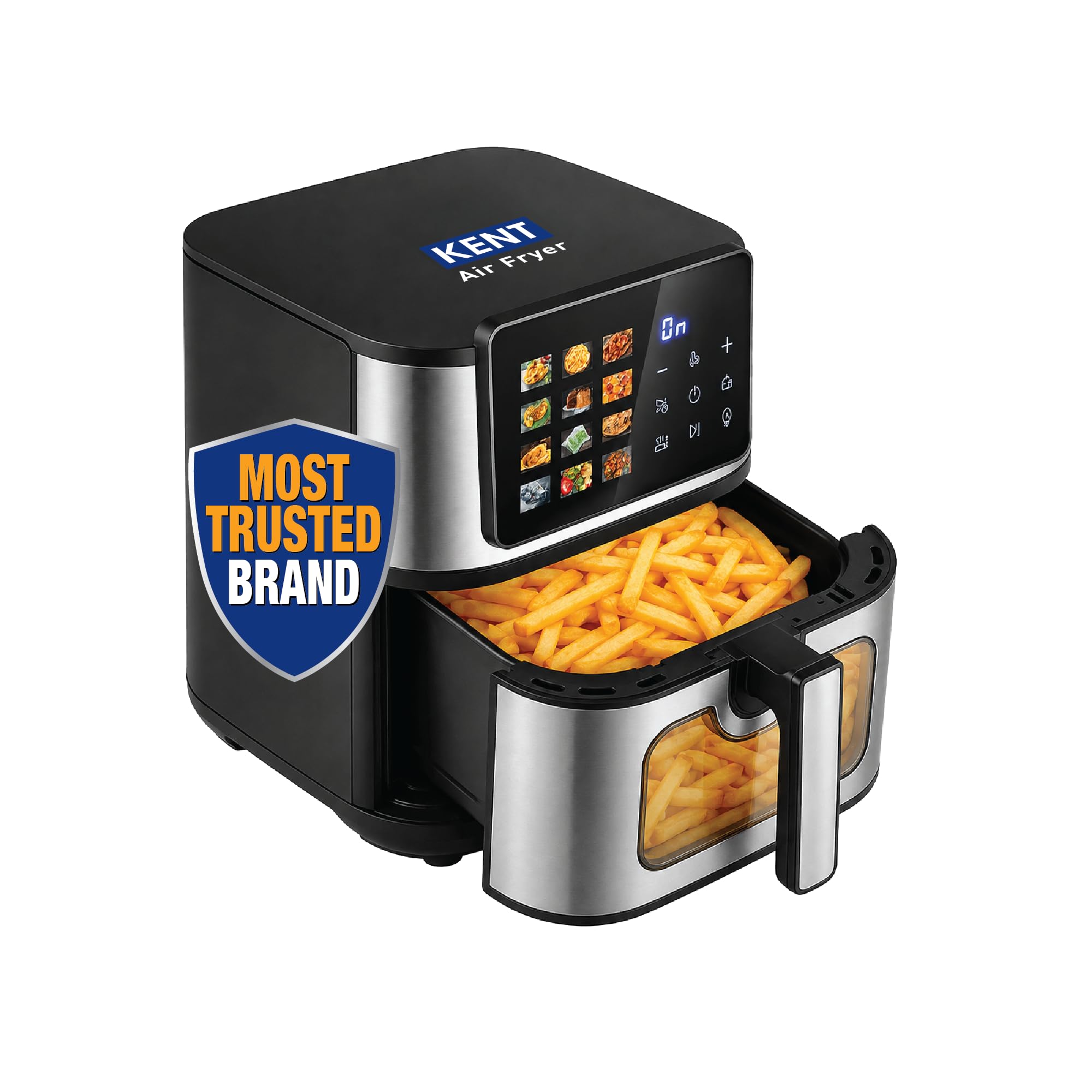 KENT Digital Air Fryer 9L| 2200W |Bake,Grill&Roast|Up to 80% Less Oil Usage| 12 Preset Menu |Digital Display & Touch Control Panel |Glass Window with in built Light|Dual Heating Element at Top &Bottom