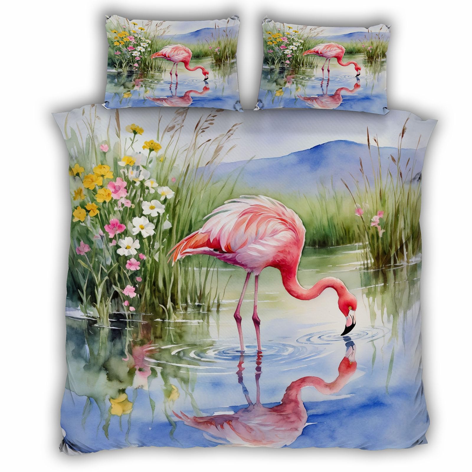 Housse de Couette 240x260cm Flamants MXX 3-7 avec 2 Taies d'Oreiller