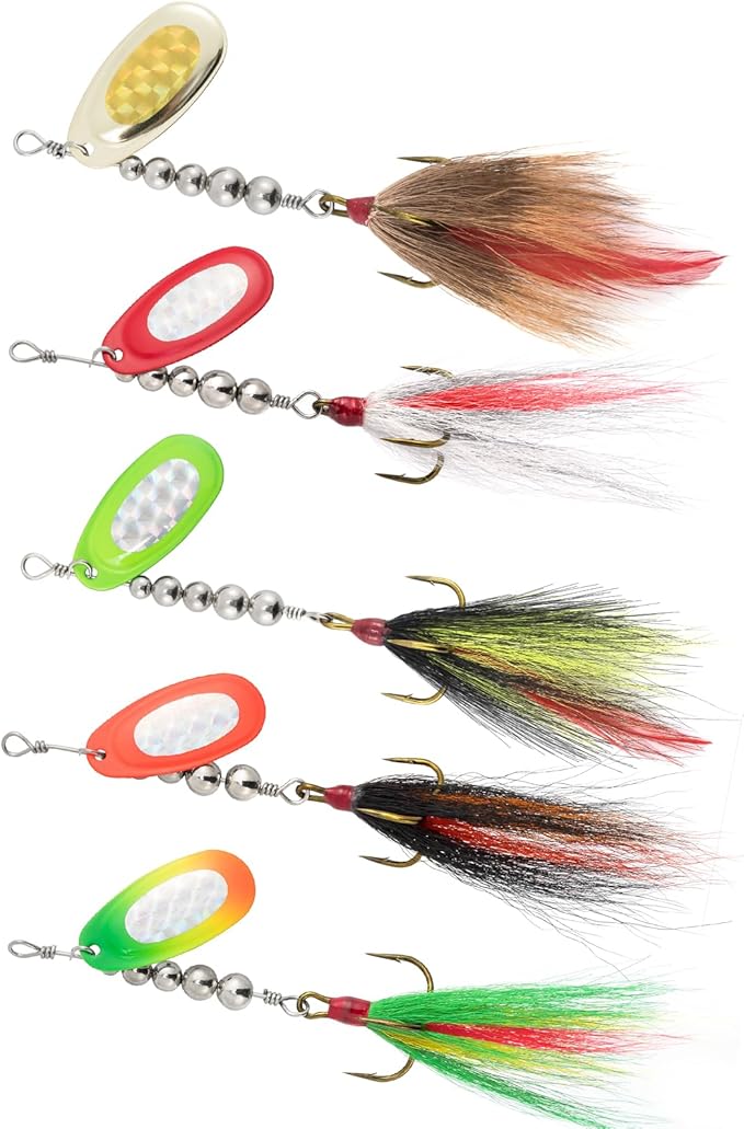 Alownder 5PCS Musky Lures Bucktail Spinnerbait Muskie