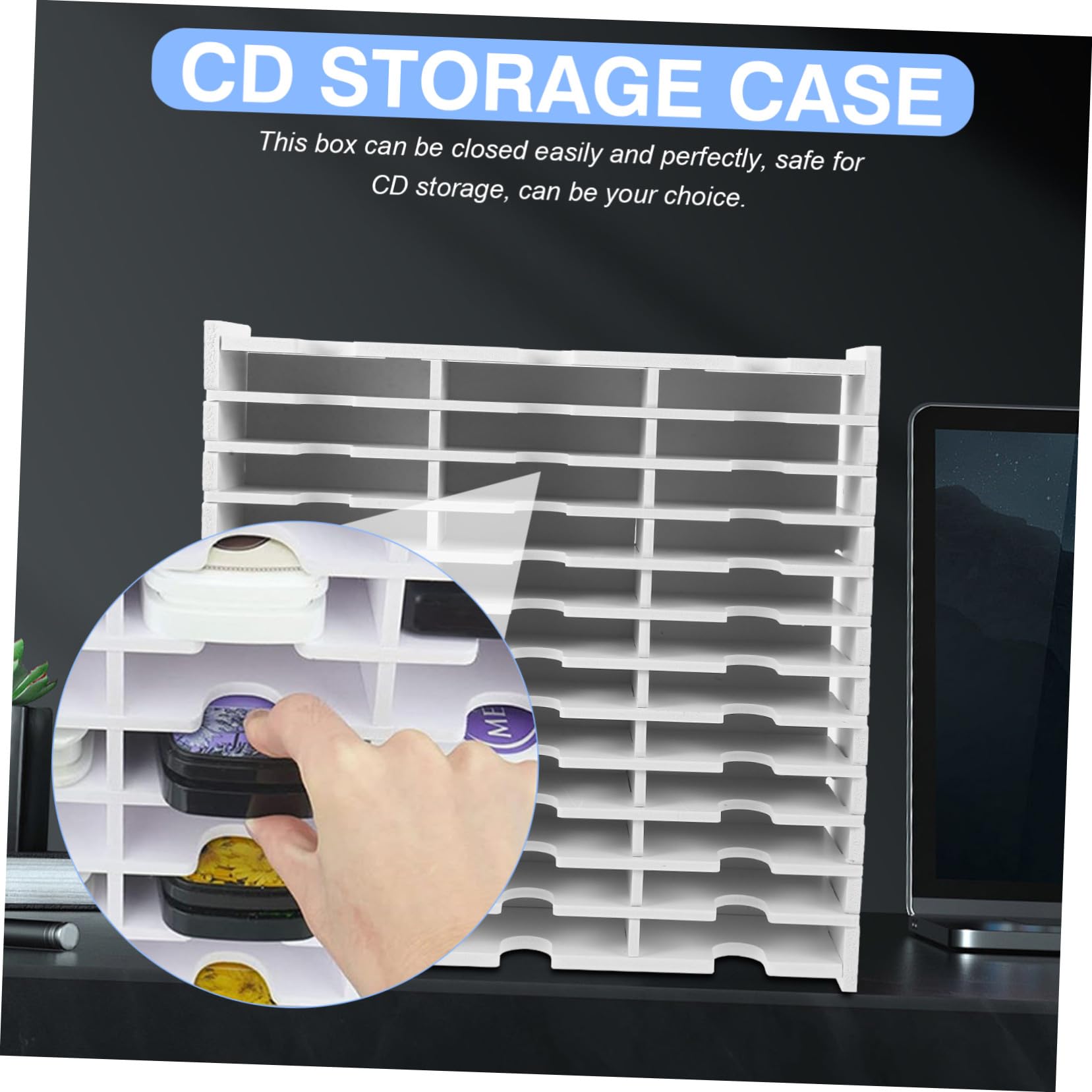 Scatola Porta CD Multi-scomparti in Legno Bianco Resistente All'usura per Proteggere Dischi Dvd come Regalo