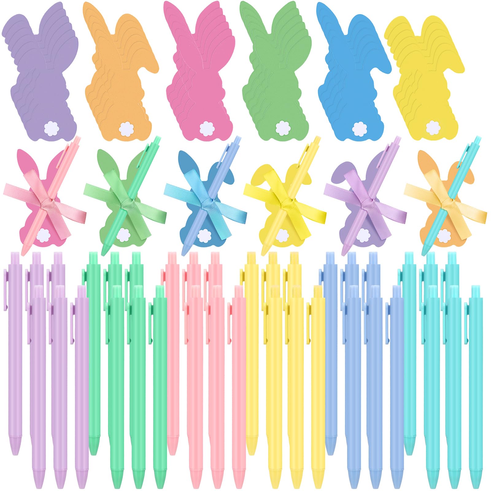 Tinlade 108 Pcs Easter Bunny Sticky Notes with Pens Ribbons Bulk Pastel Easter Gifts Rabbit Notepad Mini Memo Pads for Coworker Teacher Office Spring Party Favors Basket Stuffer Goodie Bags Fillers