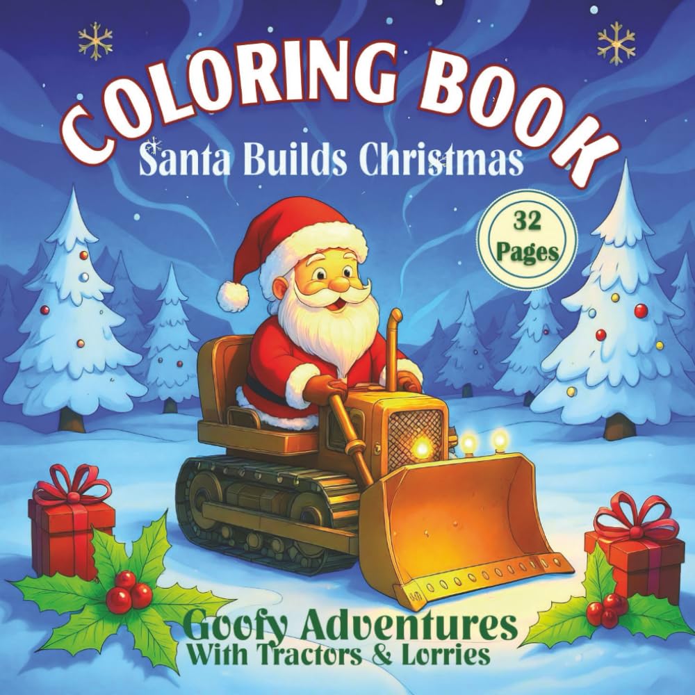 Santa Builds Christmas Coloring Book: Goofy Adventures With Tractors & Lorries