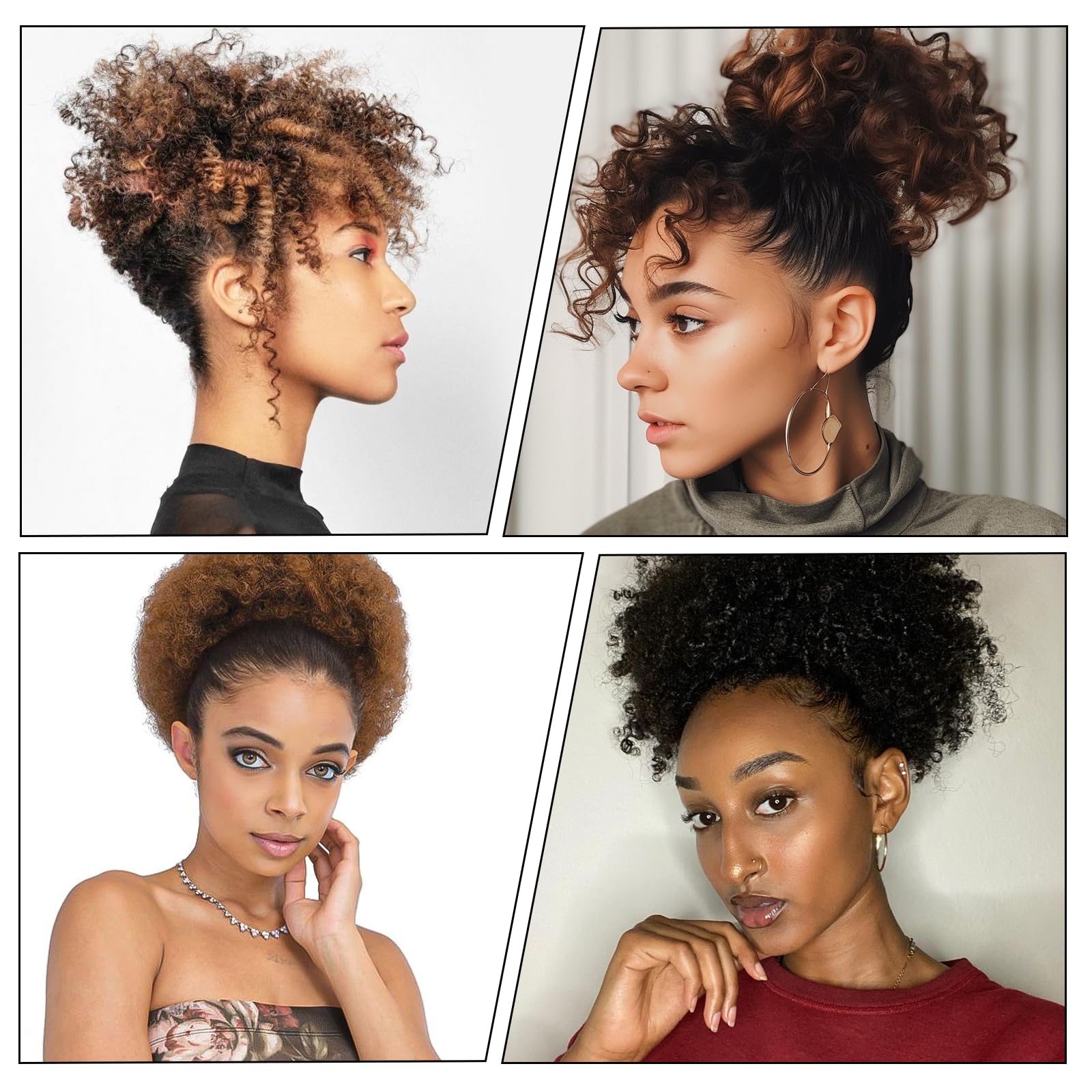 6 lazos ajustables para el cabello con cordón negro grueso, accesorios para el cabello de seda suave, banda de satén para peinado pesado y rizado 2
