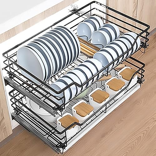 Miniatura 1 de Organizador individual de armario extraíble de 2 niveles cesta de alambre de acero inoxidable 304 organizador de almacenamiento extraíble con