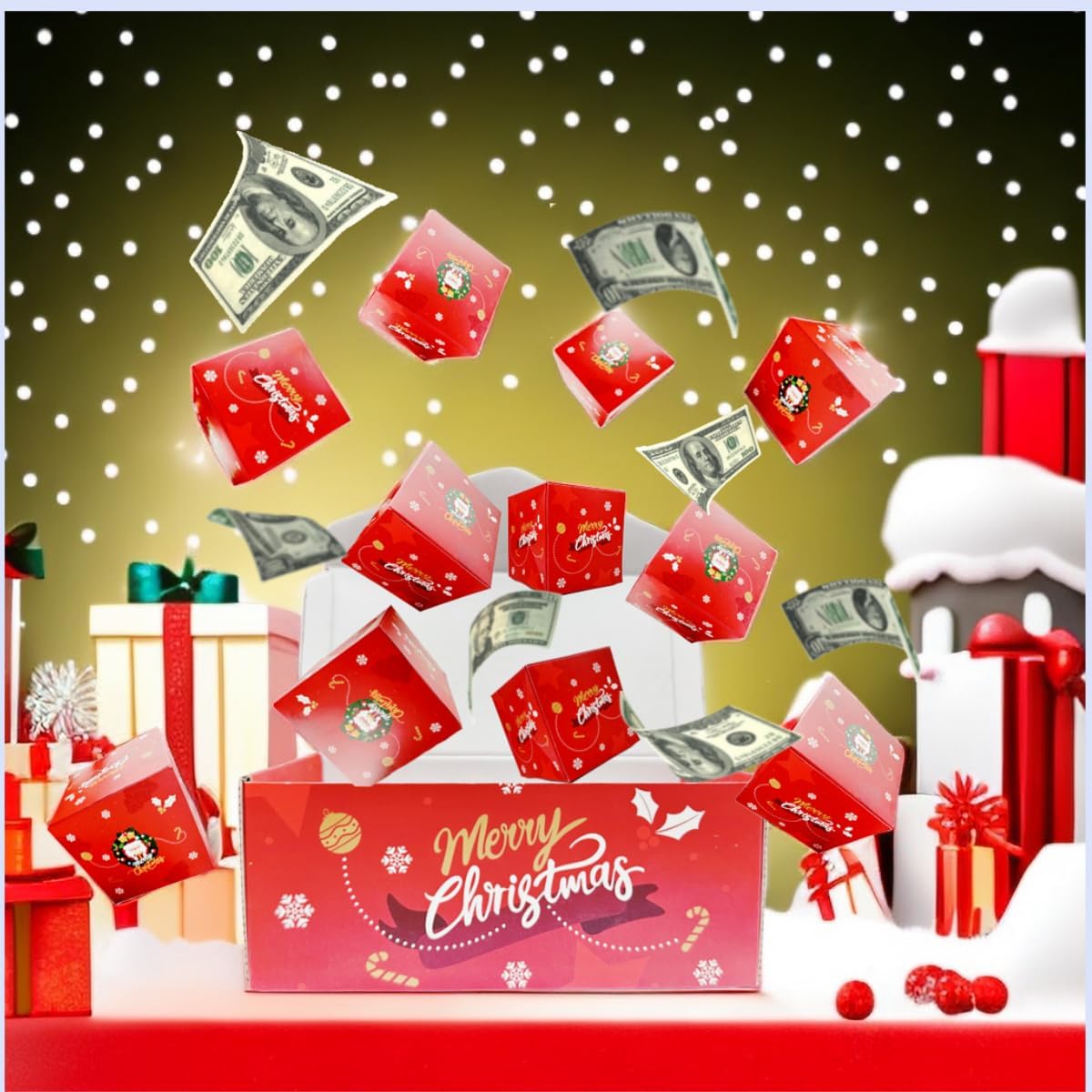 YYPLIAN Caja de regalo sorpresa para dinero, 20 cajas de regalo sorpresa explosión para Navidad, caja de regalo de dinero explosivo, cajas emergentes de Navidad para dinero (Navidad)