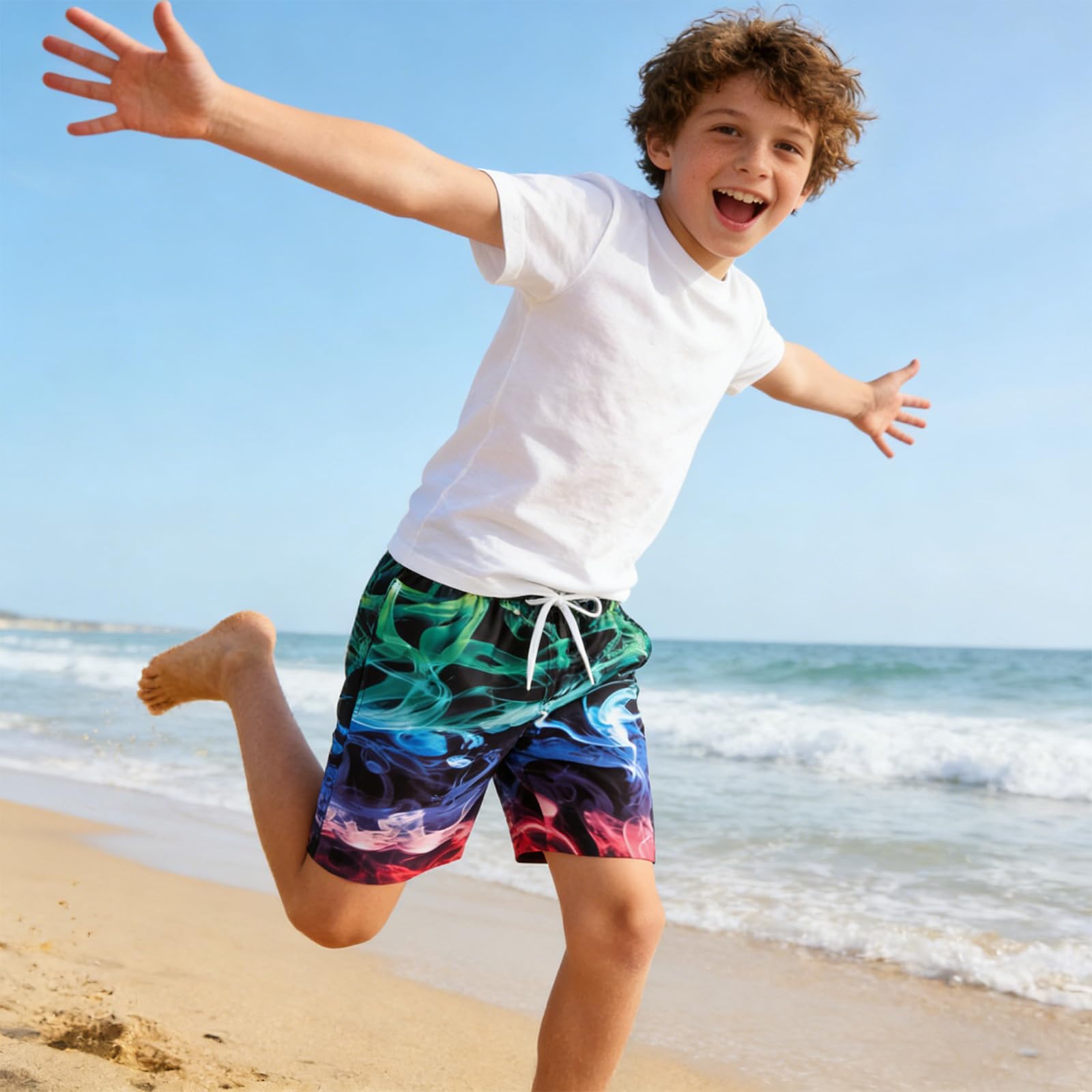 TUONROAD Jungen Badeshorts Lustig 3D Druck Schnell Trocknendes Badehosen mit Netzfutter Sommer Strand Kurze Hose 5-14 Jahre