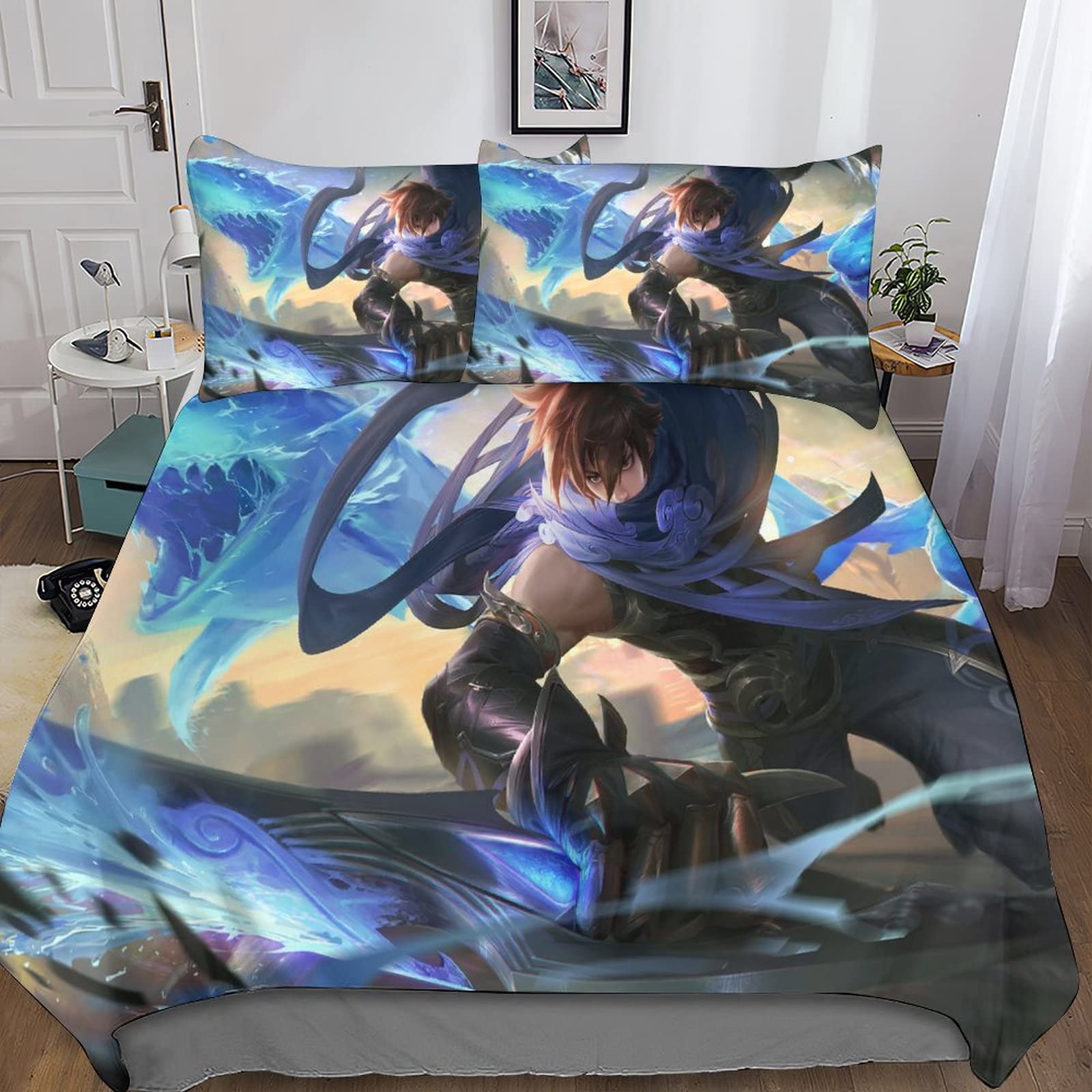 Parure de lit gamer 3D housse de couette zippée pour lit enfant et ado King 220x240cm