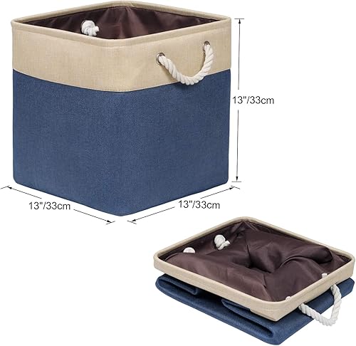 Miniatura 2 de Kntiwiwo Cubos de almacenamiento grandes de 13 x 13 x 13 pulgadas, plegables con parte inferior dura y asas de transporte para organizar estantes,