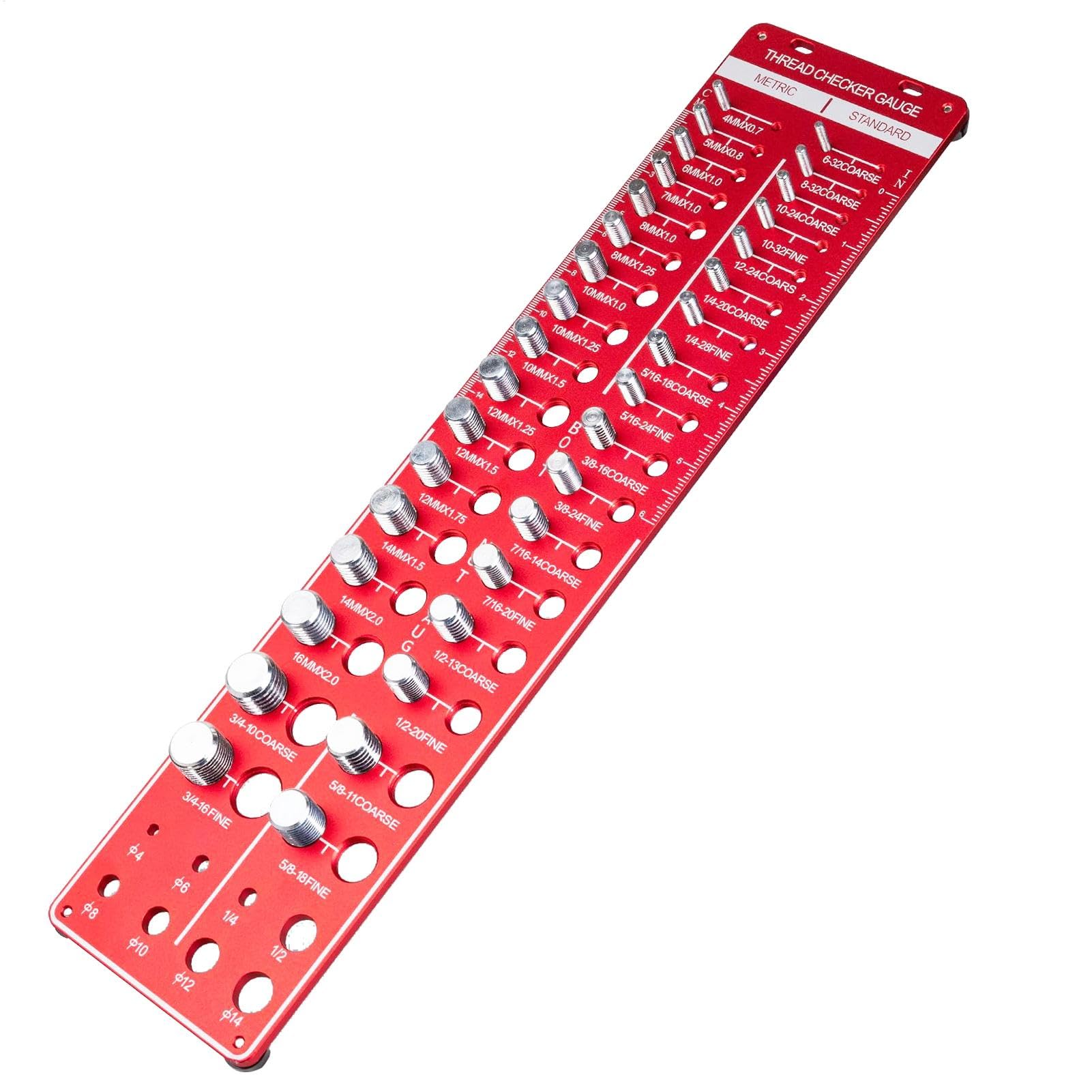 Gauge gwintów, 34 otwory do kontrolowania nici, identyfikator metalowych nakrętek, aluminiowa konstrukcja ze stopu aluminium, narzędzie do pomiaru rozmiaru śrub, odporny na zużycie, profesjonalne