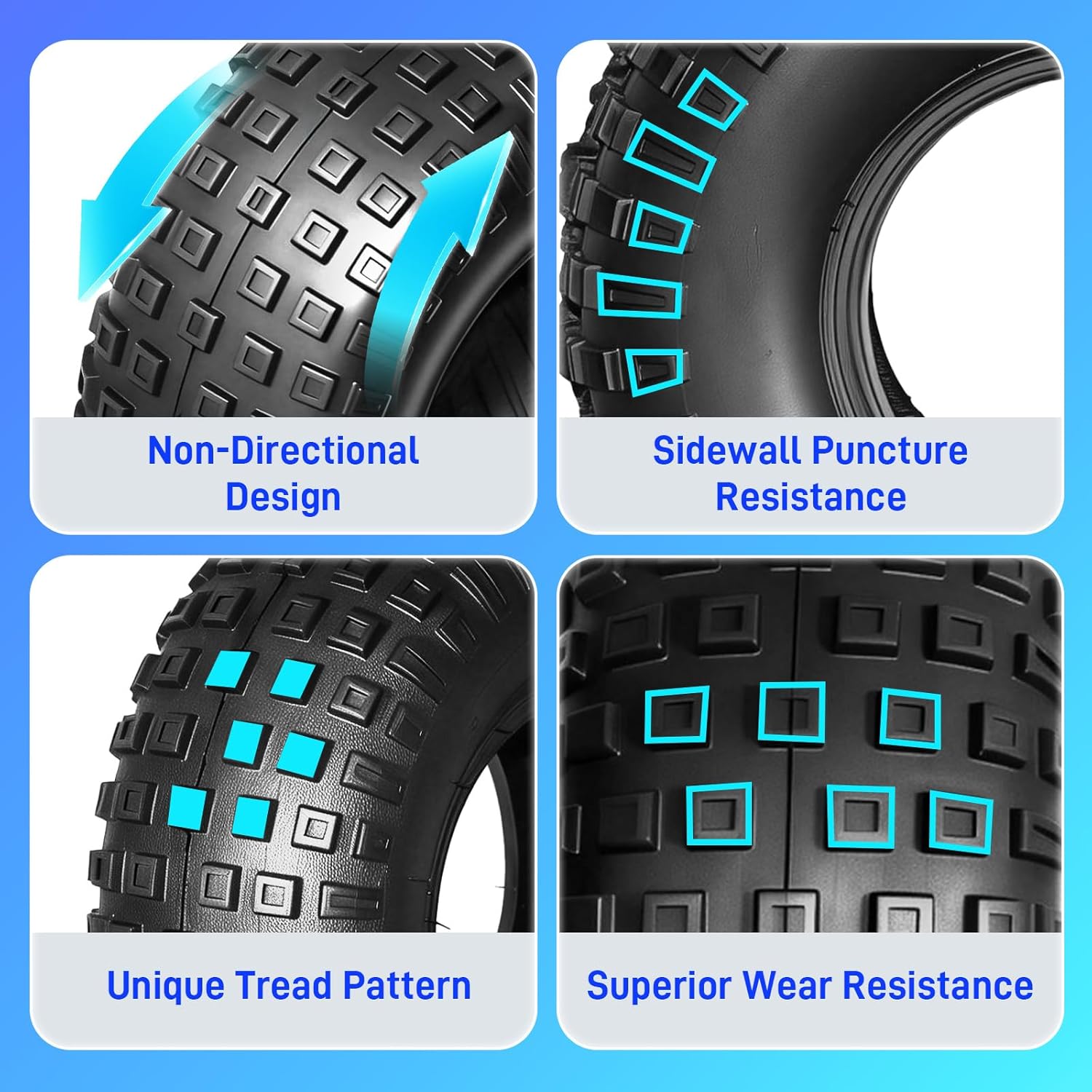 TRIBLE SIX 145/70-6 ATV/UTV Tires Set of 2, 6PR 145/70x6 Heavy Duty All-Terrain Tires, Tubeless, Non-Directional Tread for Mud, Trail, Sand