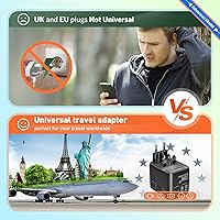 Vista 7 de Adaptador de enchufe de viaje europeo internacional de 70 W - Adaptador de enchufe de viaje universal rápido HICHOR para Estados Unidos a Europa