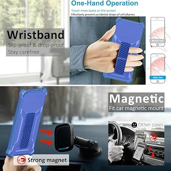 Case Compatible for Sharp Leica Leitz Phone 1 5g Phone Case Stand Cover [with 1* TempeBlue Glass Screen Protector] Hybrid Case [Folding Support Magnetic] [Frosted Anti-Fingerprint] ZJBB-Blue