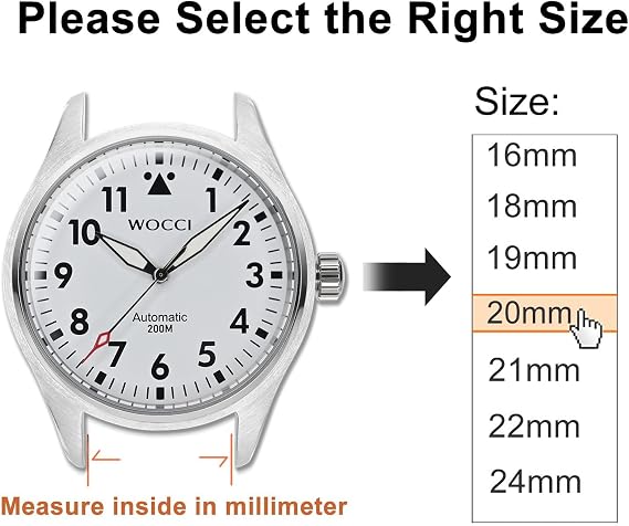 WOCCI Adjustable Nylon Sport Watch Straps with Hook and Loop Fastener, Quick Release Watch Bands for Men and Women, Band Width 18mm 20mm 22mm