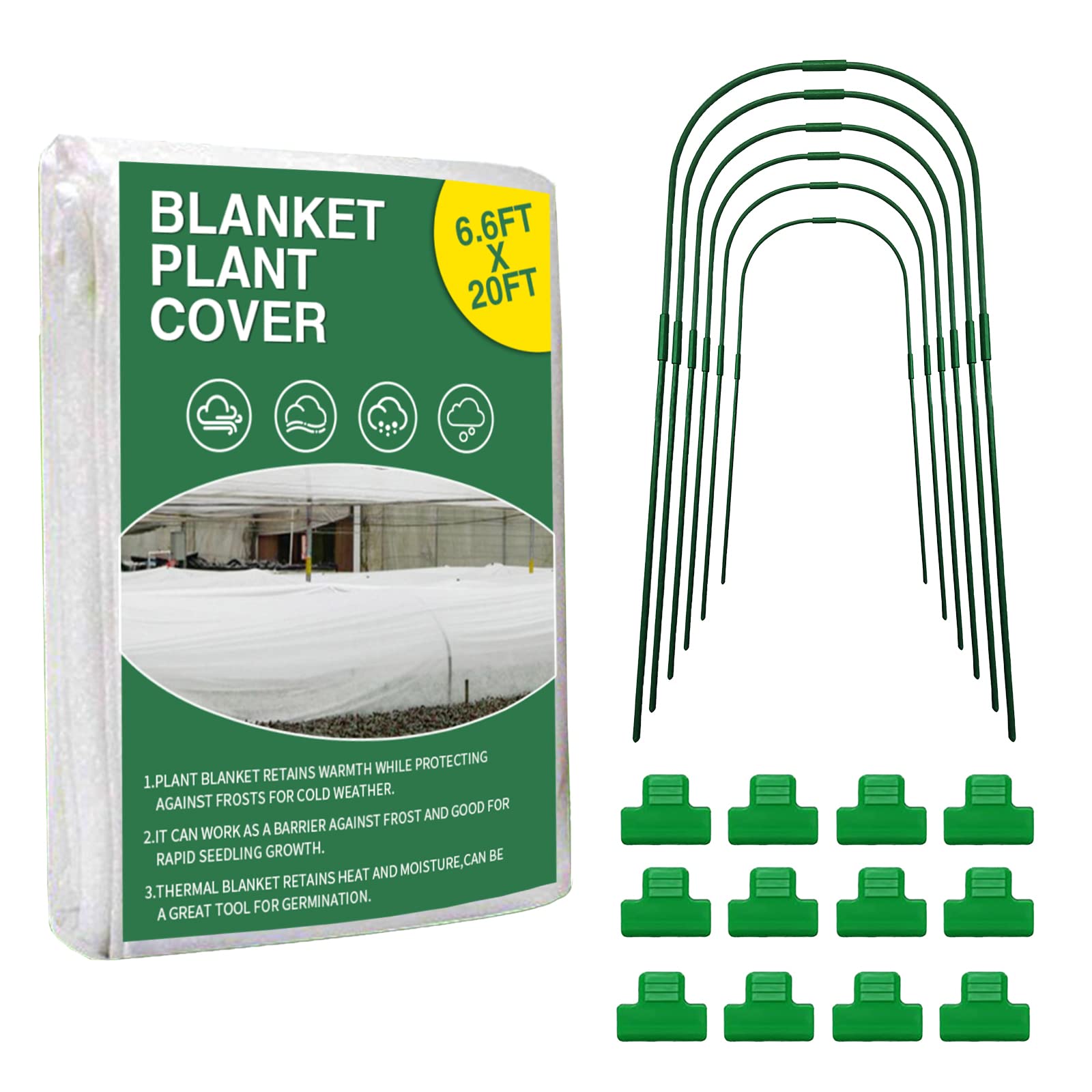 Buy Covers Freeze Protection kit, 6 Sets Greenhouse Hoops with 6.6x20