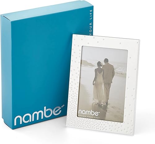 Miniatura 3 de nambe Dazzle - Marco de fotos de 5 x 7 pulgadas, marco de fotos con vidrio templado, diseño vintage y contemporáneo, exhibición de mesa para