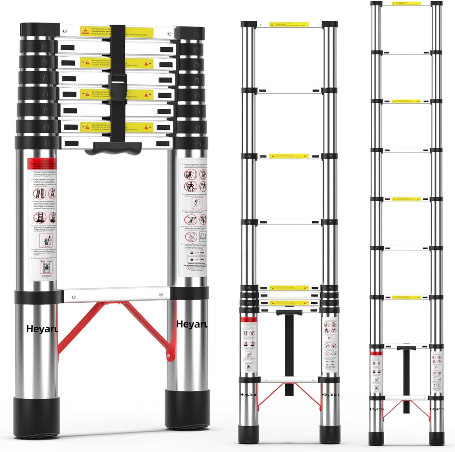 Telescoping Ladder for Home 8.5 FT Extension Foldable Collapsible Compact Escaleras De aluminio para Trabajo Retractable Expandable Ladder,330 lbs Max Capacity Aluminum Ladders for RV,Outdoor Work 8.5FT