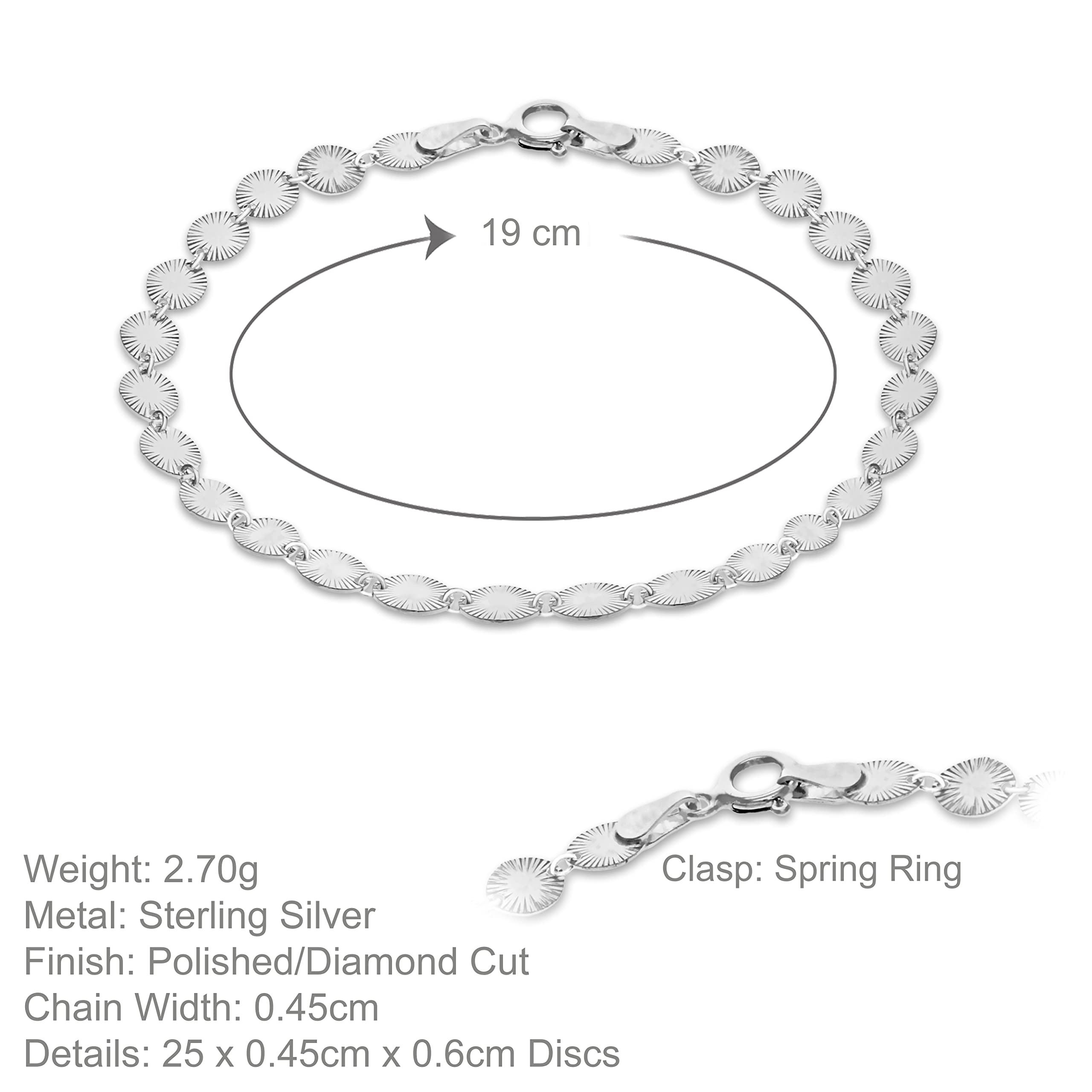 Tuscany Silver Bracciale da donna in argento sterling con disco ovale decorato