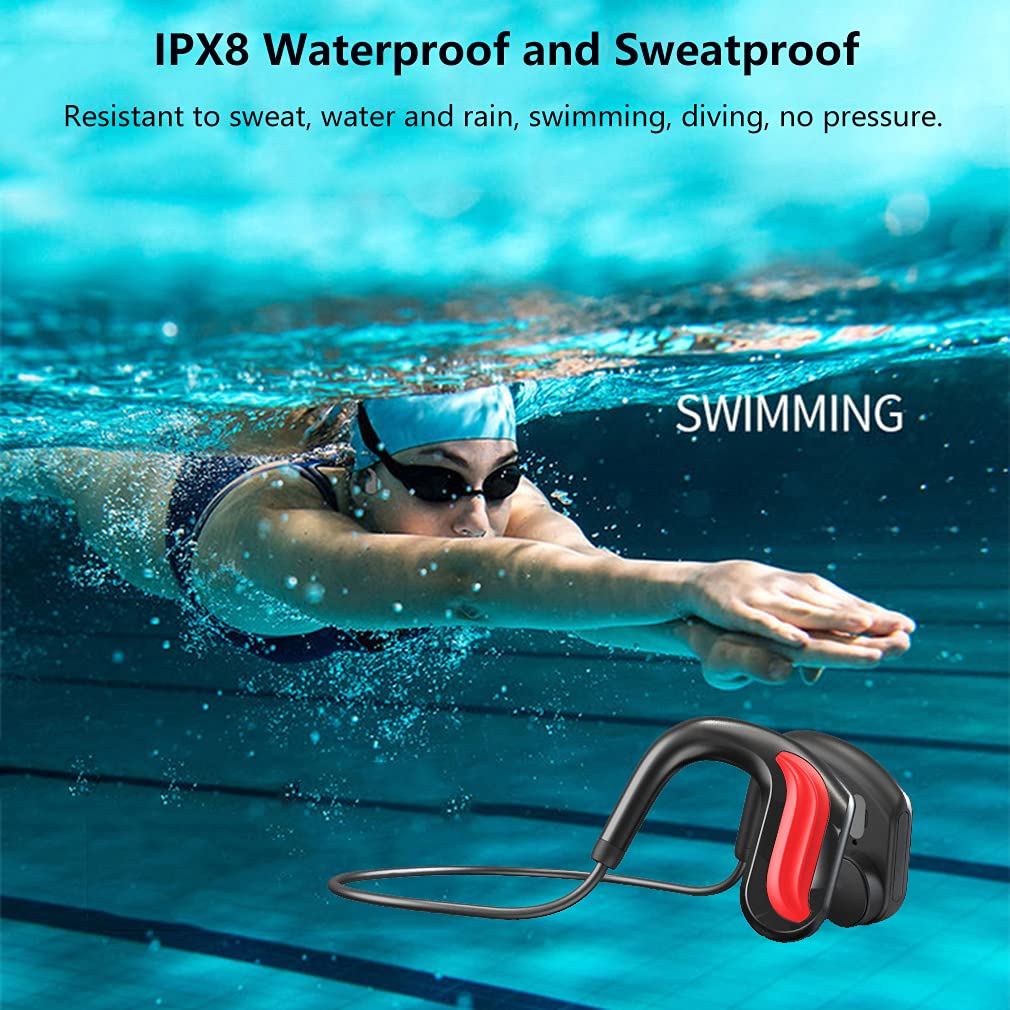 IPX8 wodoodporne słuchawki do pływania, Bluetooth 5.0, bezprzewodowe słuchawki z przewodnictwem kostnym, otwarte ucho, sportowe słuchawki HiFi, podwodny odtwarzacz MP3 z pamięcią 32 GB, do pływania,
