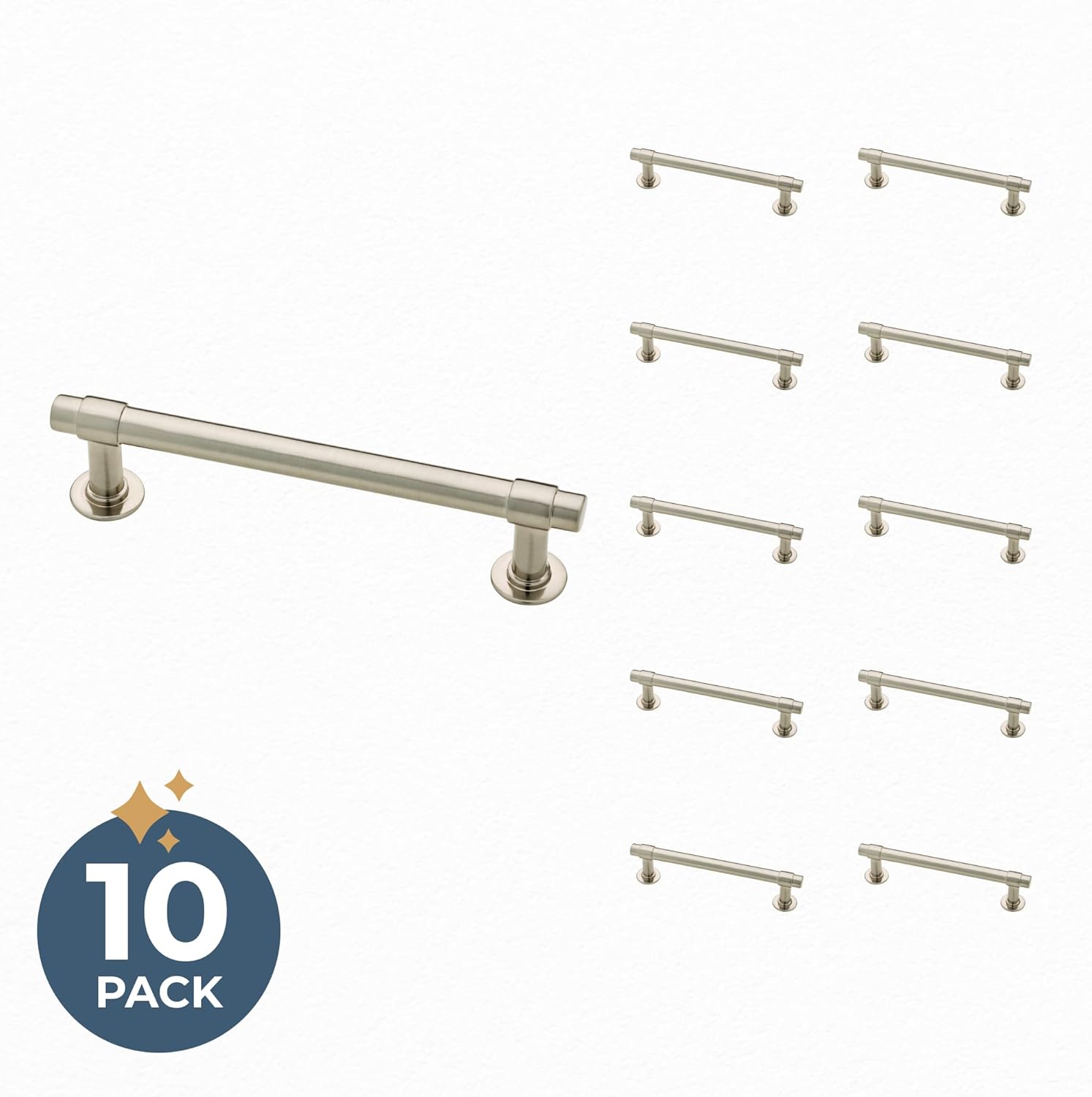 Franklin Brass Francisco (10-Pack) Cabinet Handles 4" Hole Center Pulls | Satin Nickel Hardware for Kitchen Drawers, Dressers, Furniture P29617K-SN-B
