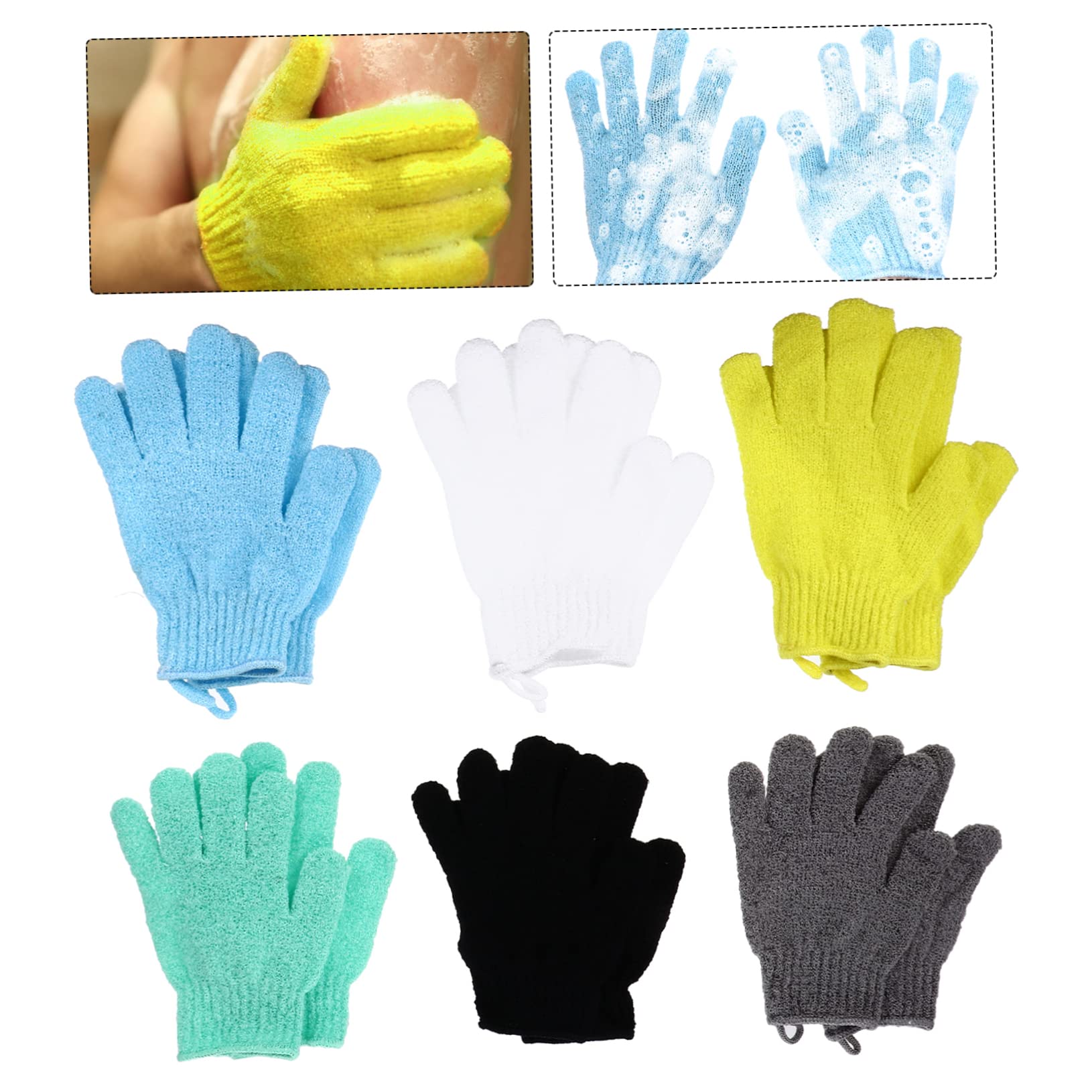 FRCOLOR 12Pcs Bathing Exfoliating Gloves for Skin Care Comfortable Polyester Body Scrubber for Men Women Promote Circulation Remove Dead Skin Shower
