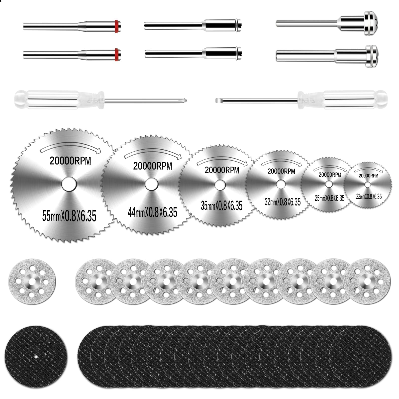 44Pcs Auxiren Cutting Wheel Kit for Dremel Rotary Tools, Mini HSS Circular Saw Blades Cutter, Resin Cutting Discs, 545 Diamond Cut Off Wheels for Cutting Wood, Metal, Plastic, PVC, Glass, Tile, Stone
