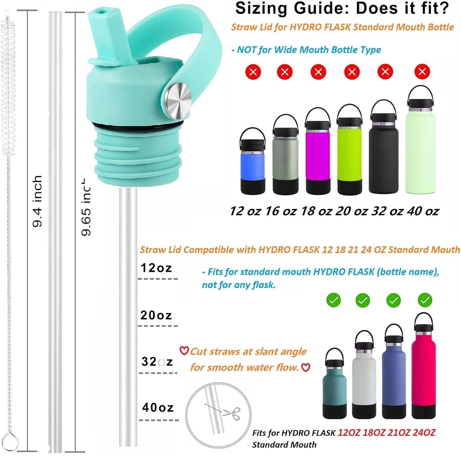 Amazon.com : VGHNQ Alpine Straw Lid for Hydro Flask Standard Mouth 18 21 24  oz, Replacement Sport Cap with Handle, BPA-Free Straw Lid with 2 Straws +  Brush, for Hiking Camping Backpacking