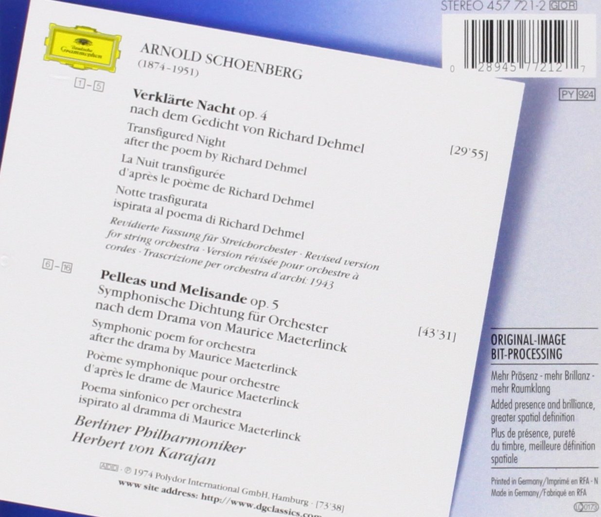 Schoenberg La Nuit transfigurée Pelleas et Melisande