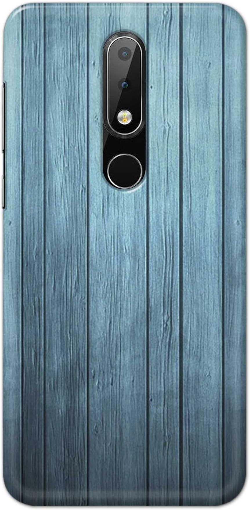 MaroraCases® Blue Wooden Colour Design Hard Back Cover for Nokia 6.1 Plus (5.8") Back Cover -(N9) MRR2016