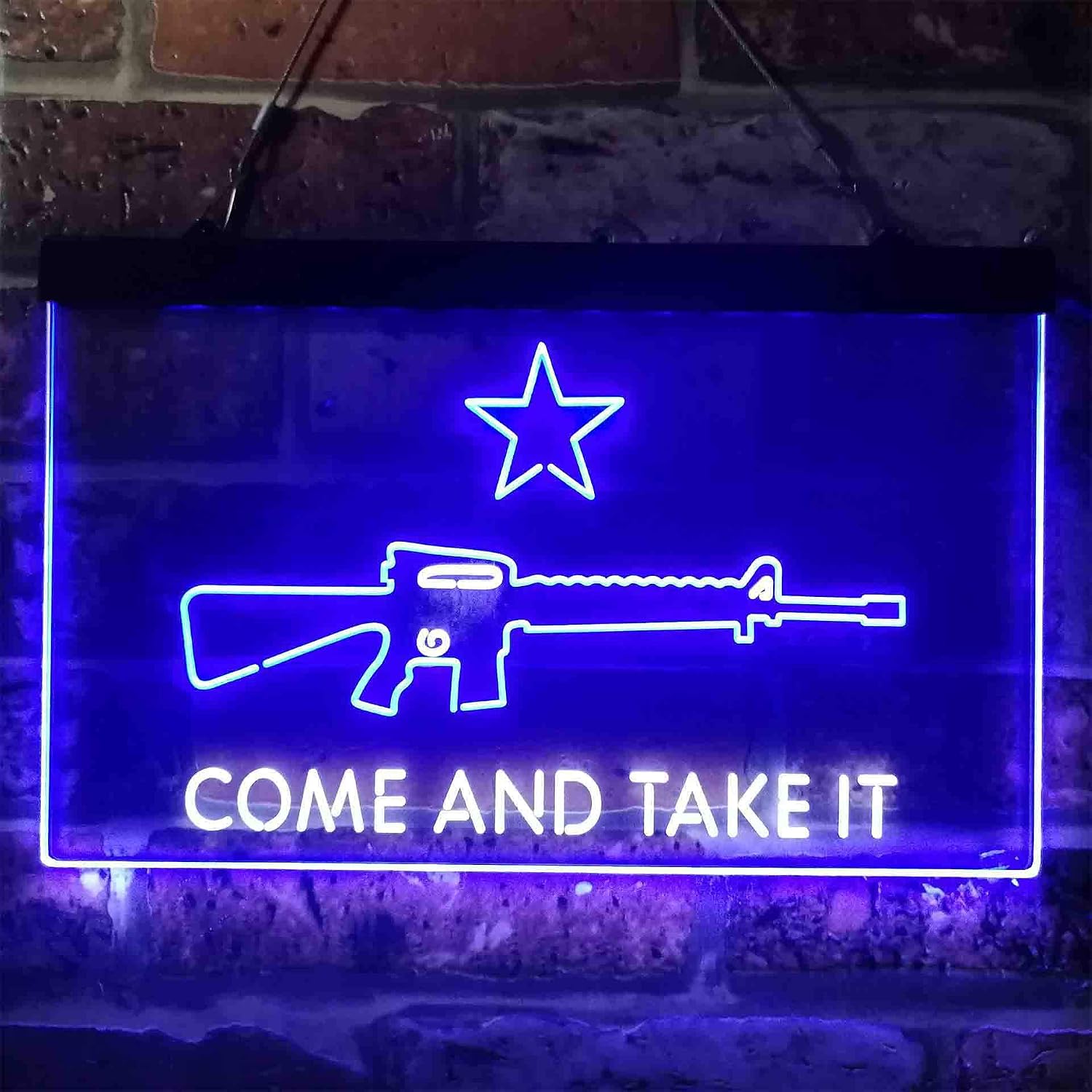 ADVPRO Come and Take It Gun Star Military Army Dual Color LED Neon Sign White & Blue 12 x 8 Inches st6s32-i3910-wb