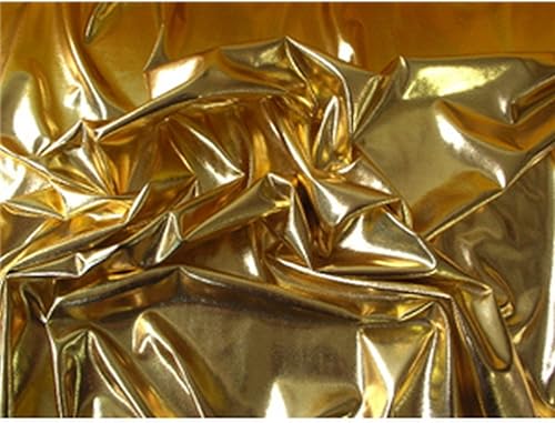 Tela de Spandex Metálico Lame Estiramiento de 4 Vías (Oro) Negro,Fucsia,Dorado,Marrón claro,Morado,Rojo,Plata,Turquesa