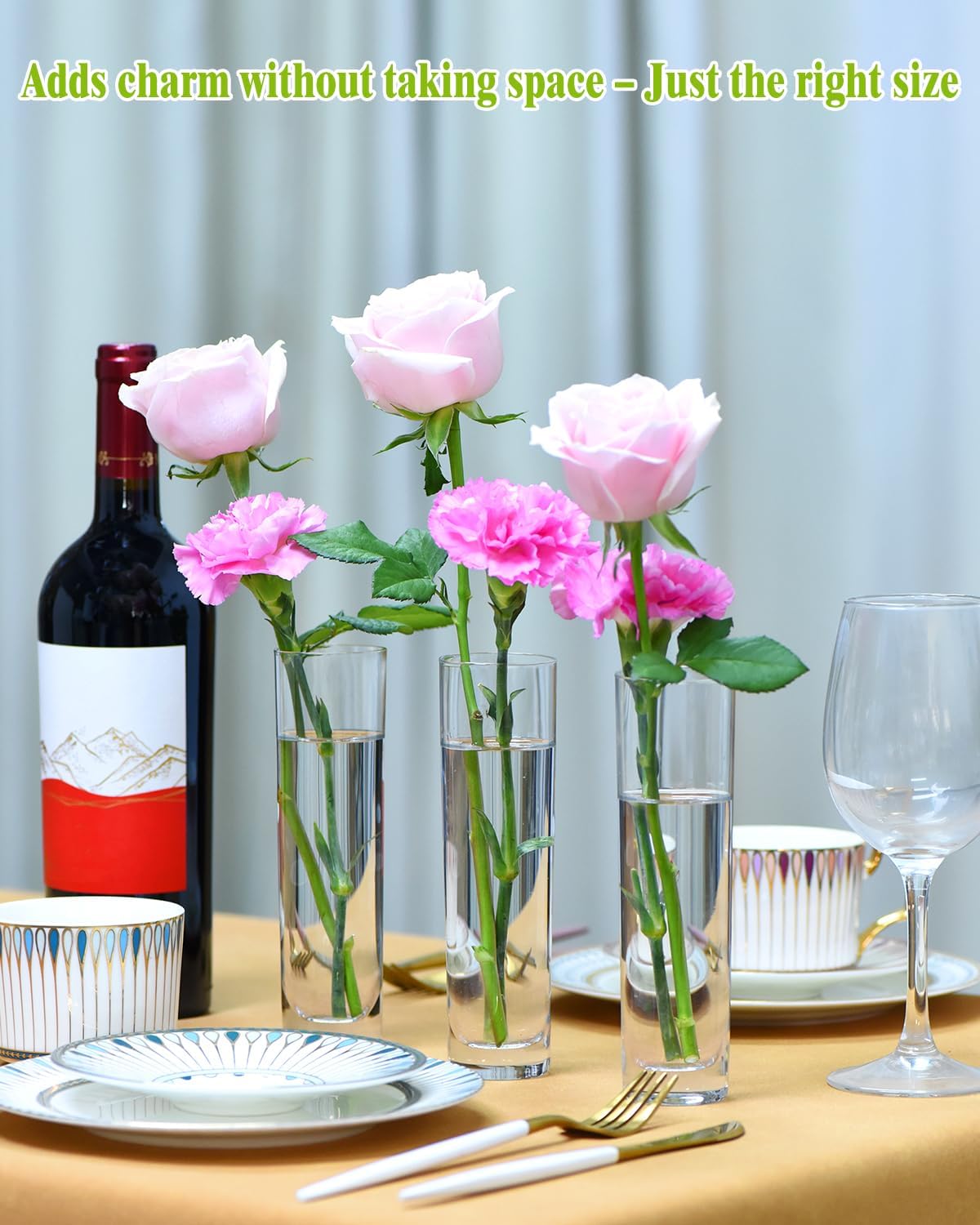 Glass Cylinder Bud Vases for Centerpieces – Set of 16 Handmade Clear Small Flower Vase 7.48 Inches Tall,Wedding Table Decor for Single Rose Vases Bulk,Small Vases Home Decor,Floreros,1 Brush - Image 5