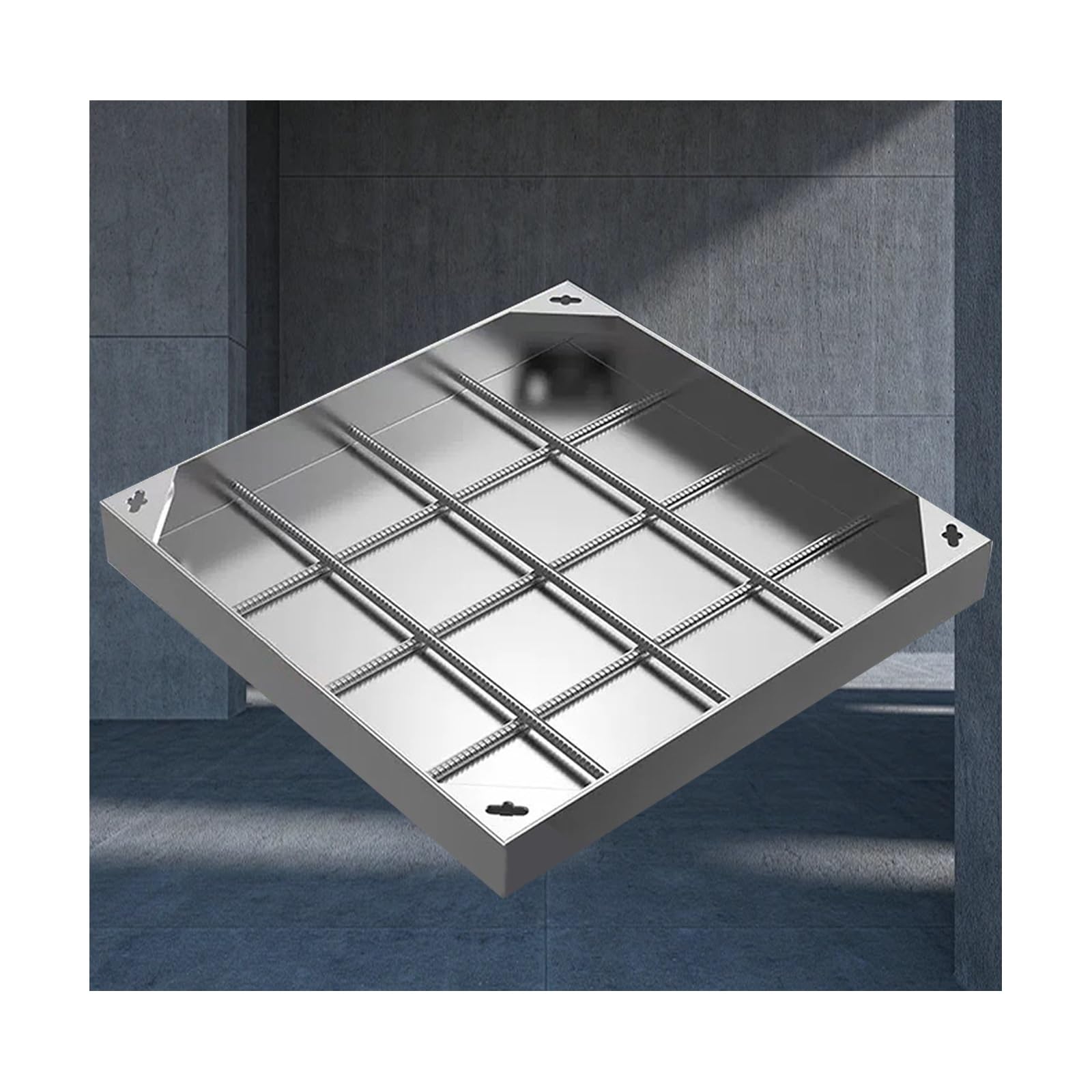 Regard de chaussée 70x70 cm en acier inoxydable pour drain de jardin