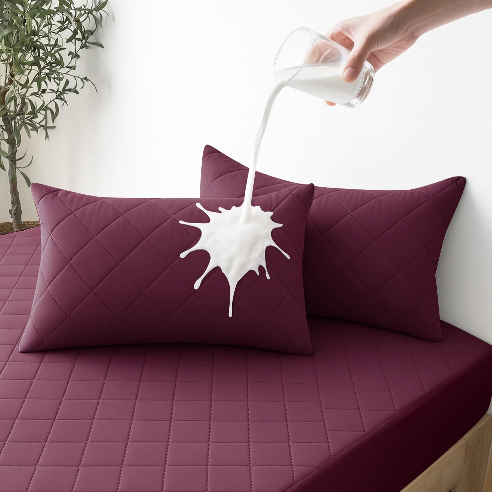 YSTELLAA Kissenbezug 50x80CM 2er Set, Bordeauxrot
