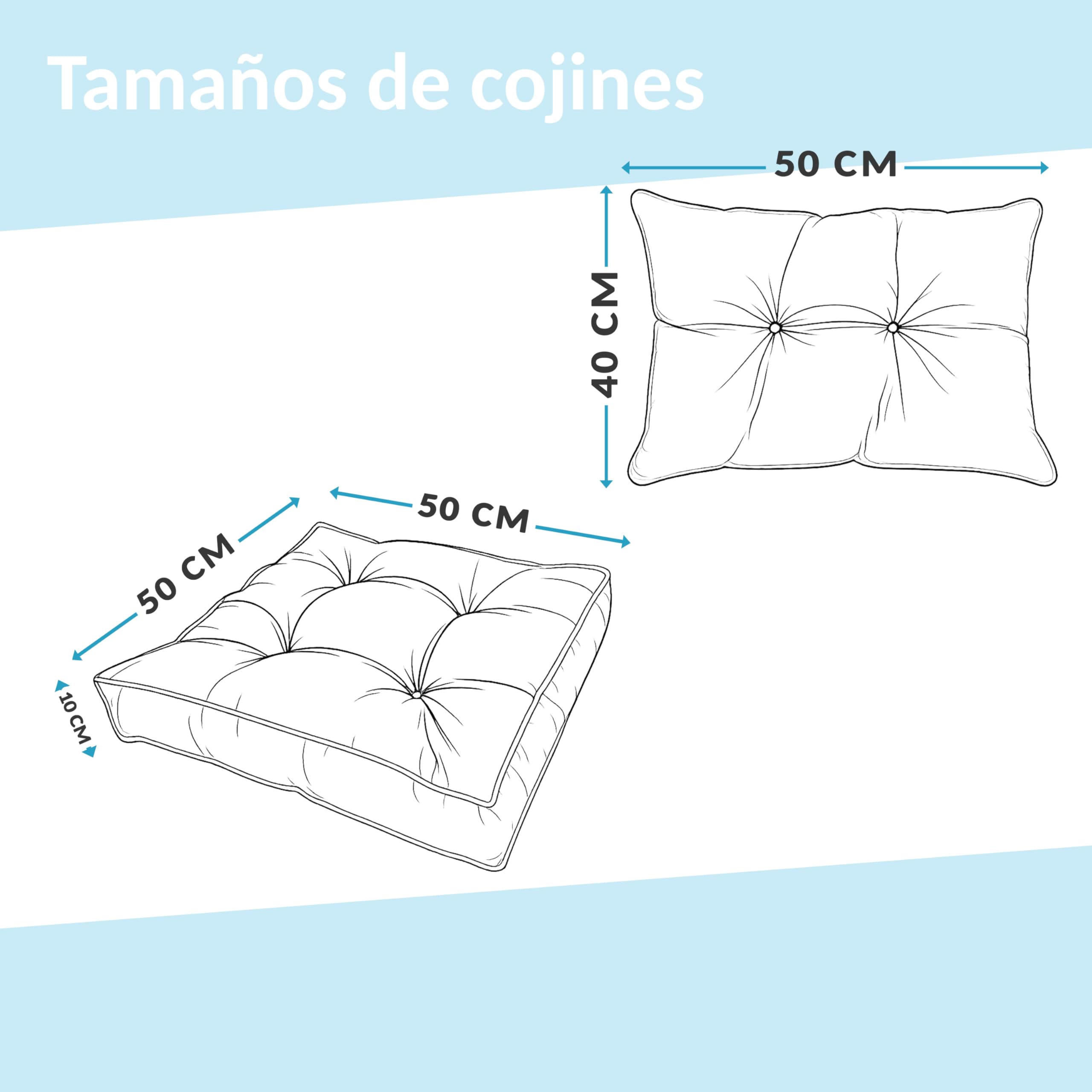 POKAR Set de 2 Cojines para Silla de Exterior: Asiento 50x50x10 + Respaldo 50x40x10 cm | Impermeable y Repelente al Agua | Cojines para Muebles de Jardín, Terraza y Ratán | Made in EU | Beige