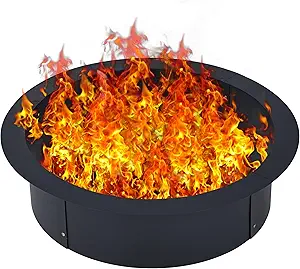 Fire Pit Ring, 36-Inch Outer/30-Inch Inner Diameter, Heavy Duty Metal Steel Round Firepit Rim Insert for DIY Fire Pits, Outdoor Above or In-Ground, Camping Garden Patio Backyard