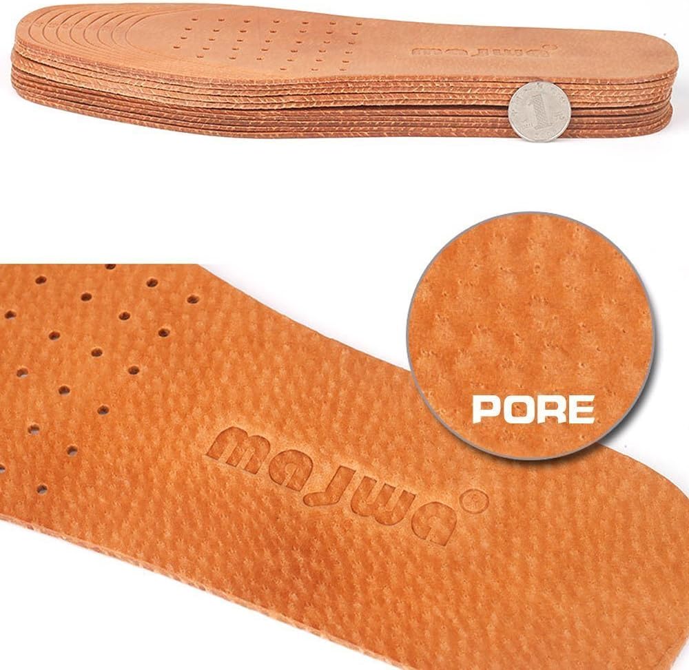 Absorbent Ultra Thin Pigskin Leather Insoles for Stinky Feet-Foot and Shoe Odor Inserts for Shoes-Cinnamon Inserts and Flats for Sweaty Feet and Hyperhidrosis (4 Pair (Pack of 1)) - Image 4