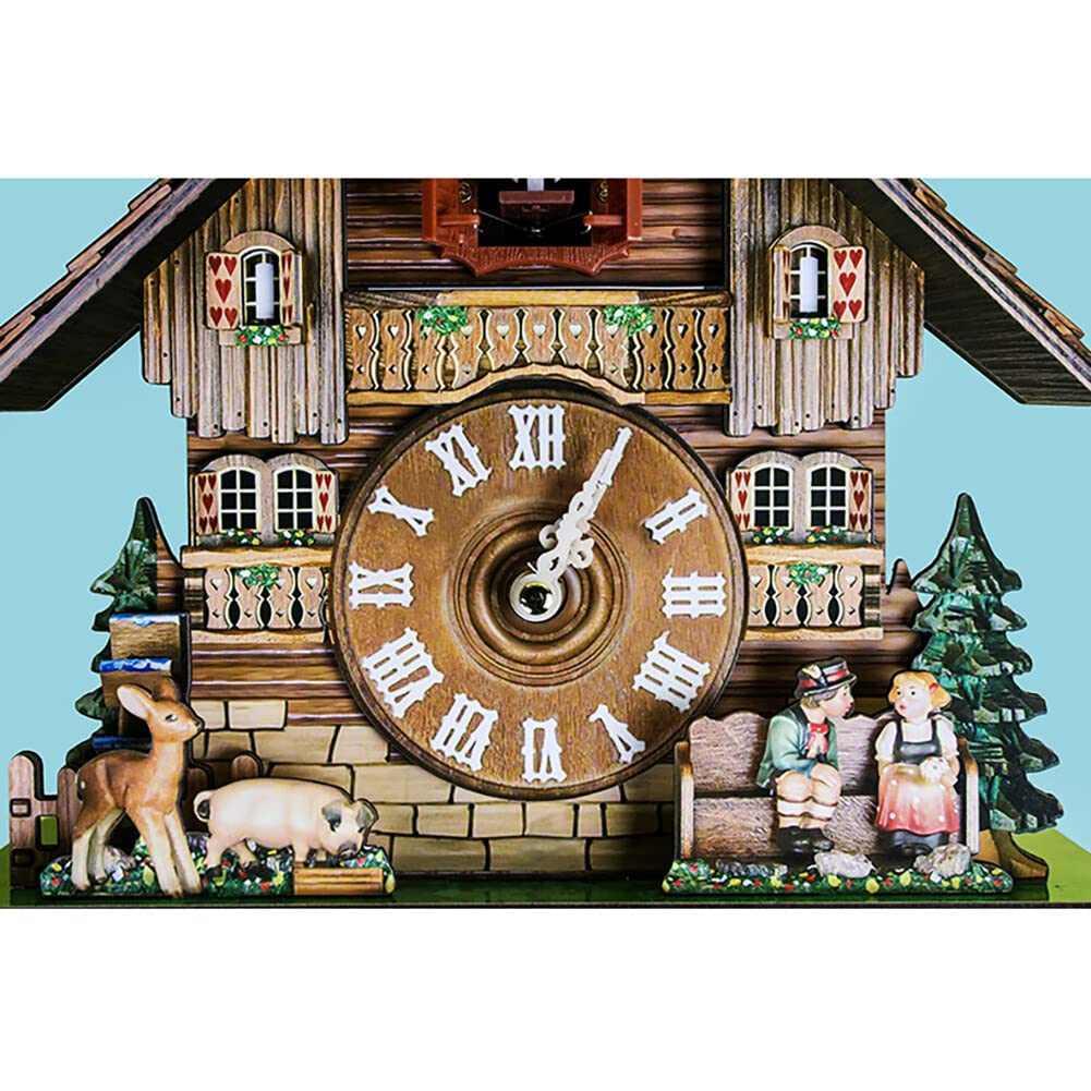 URFEDA Horloge Murale Coucou Qui Chante, Bois Arbre Maison Horloge Murale, Horloge Murale Décorative avec Pendule Et Fonction de Sonnerie, Horloge Murale Silencieuse Moderne pour La Décor de Salon