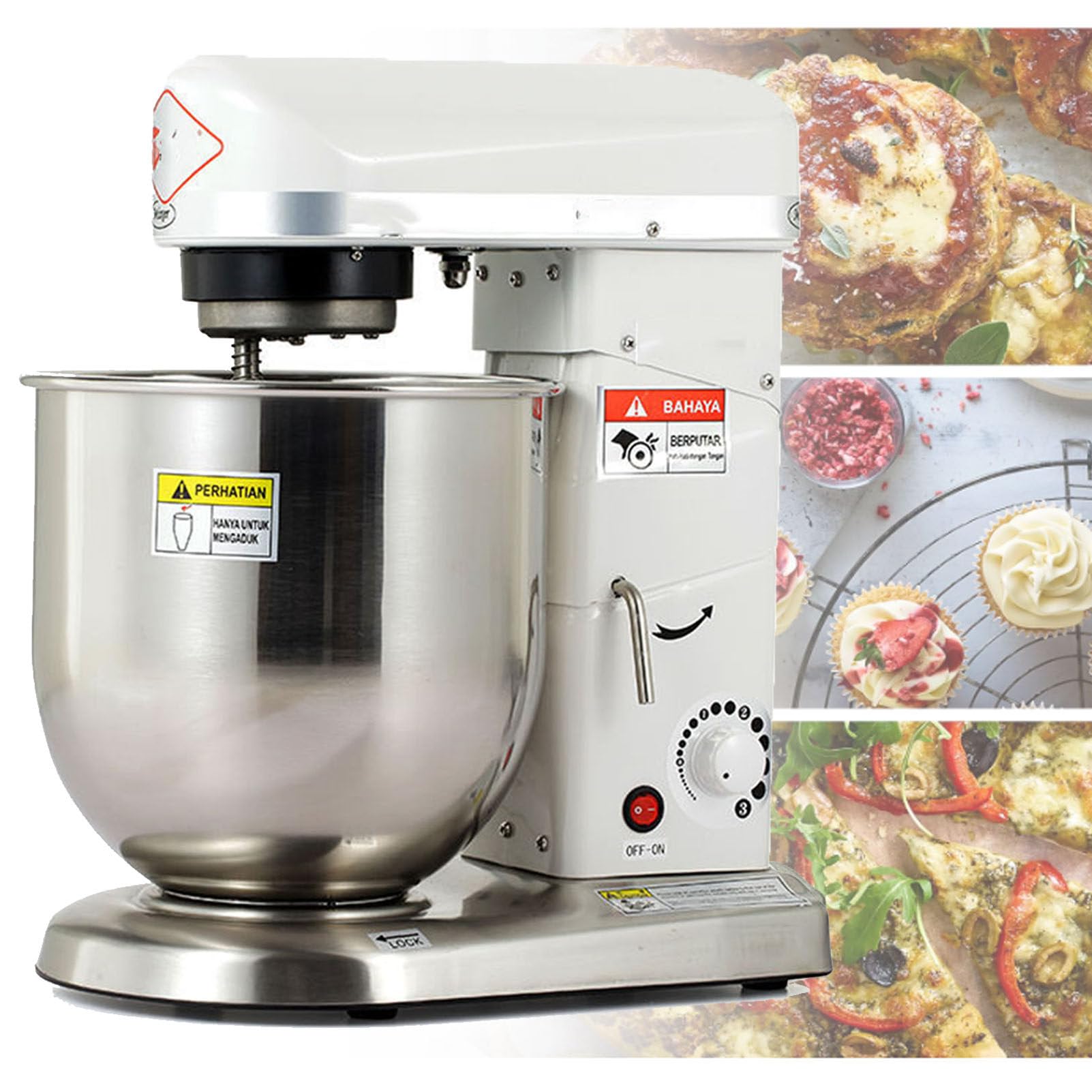 GLJTUO mixers for baking Electric Dough Mixer, 500W Commercial Kneading Machine for Bakery and Restaurant Use,White
