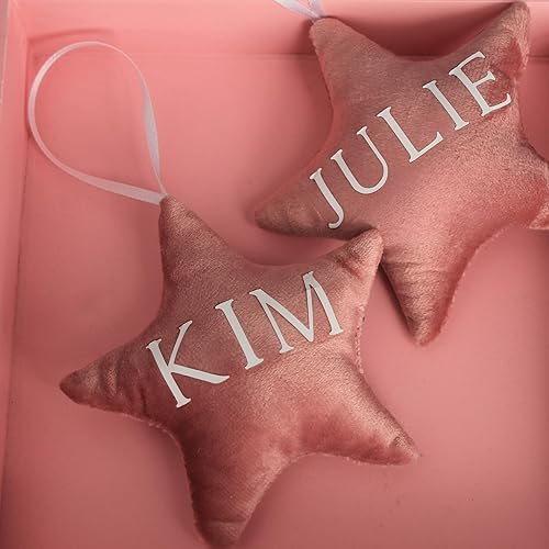 Miniatura 3 de ZIMA BLUE 5 adornos de Navidad personalizados para decoración del árbol de Navidad, adornos de estrella de terciopelo, crea tu propio juego