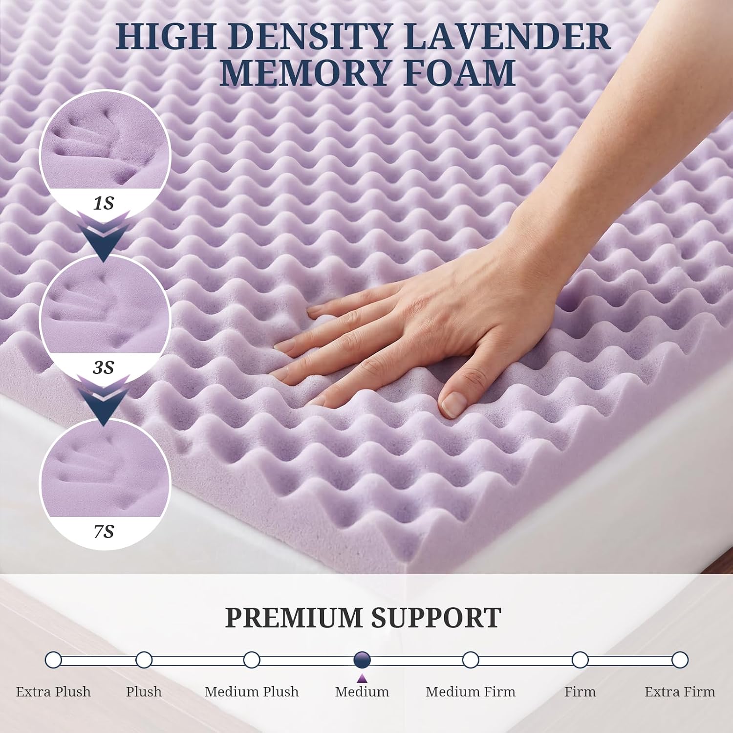3 Inch Egg Crate Mattress Topper Twin XL, Gel Infused Memory Foam Mattress Topper for Pressure Relief, Breathable Mattress Pad Bed Topper in a Box, CertiPUR-US Certified, Purple, 38"×80"