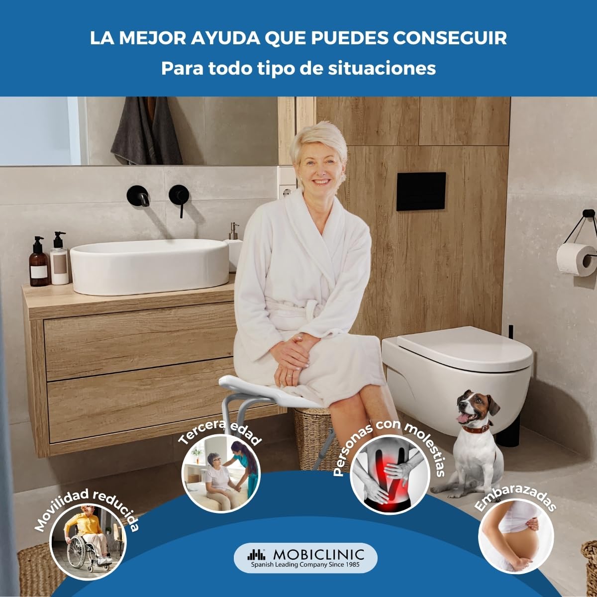 Rehab - Silla de Ducha o baño Plegable con Altura Regulable y Soporte Adicional para Personas Mayores
