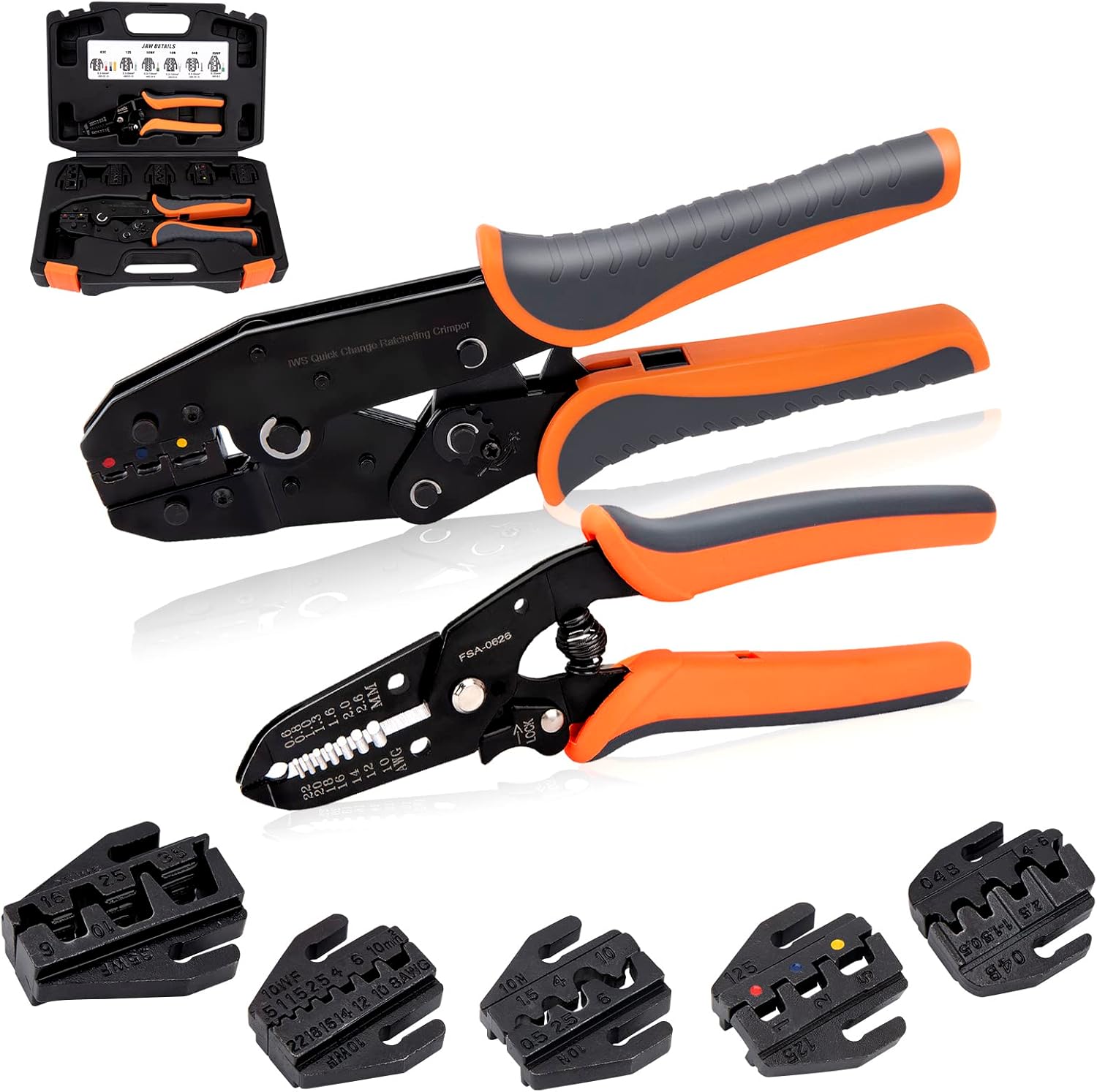 Ratcheting Crimping Tool Set, Ratcheting Wire Crimper Kit for Heat