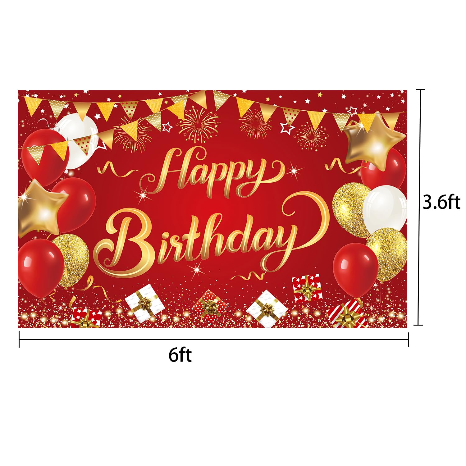 Red And Gold Babyshower Backdrop MIRRORANG Polyester 6x3.6ft Happy Birthday  Banner Casino Theme Birthday Banner Red Curtain Poker Chip Dice Las Vegas  Birthday Party Decorations Banner... Happy Birthday Banner Gold And Red, image size:1500x1500