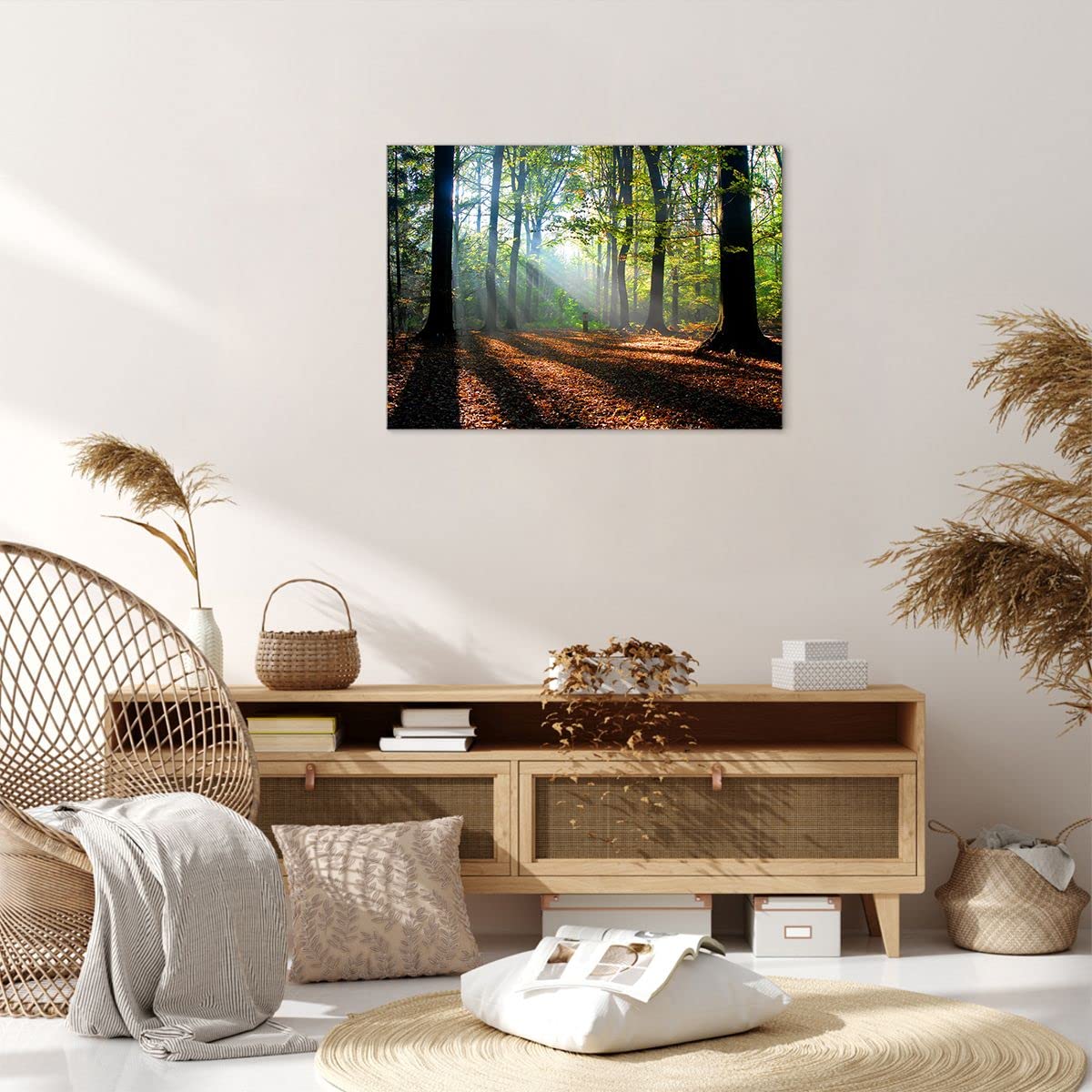 Tableau en bois motif forêt format horizontal