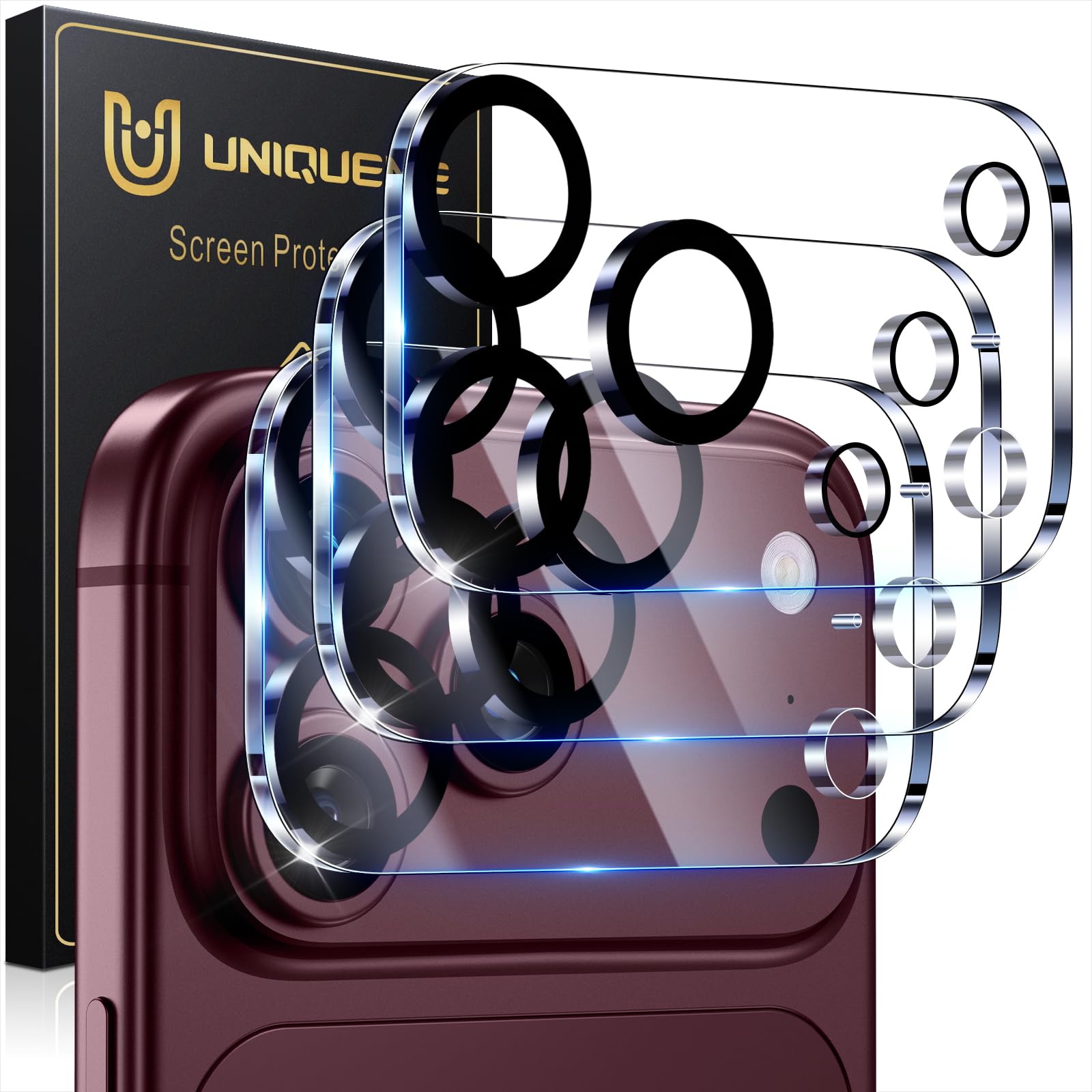 UniqueMe für iPhone 18 Pro Kameraschutz - 3 Stück, HD Transparent
