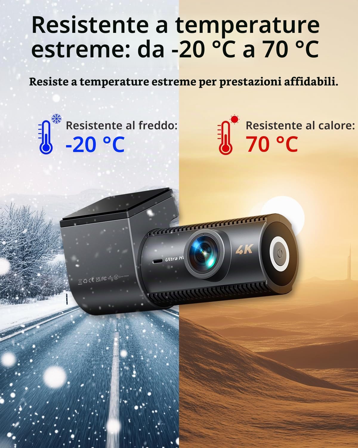 4K Dash Cam Auto con Scheda 64GB Inserita, Doppia WiFi Dashcam per Auto, 170° Grandangolo, Controllo delle App, Visione Notturna, G-Sensor, 24H Modalità Parcheggio, Registrazione in Loop