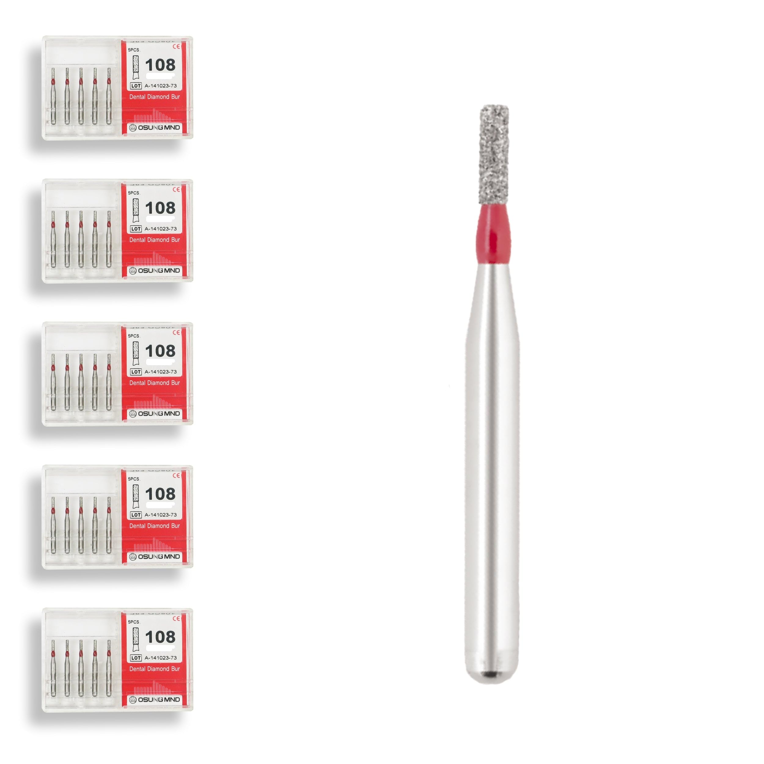 Cylindrical 0.8 mm Dia. Fine Grit Diamond Dental Bur 25 Pcs. 107.8F1